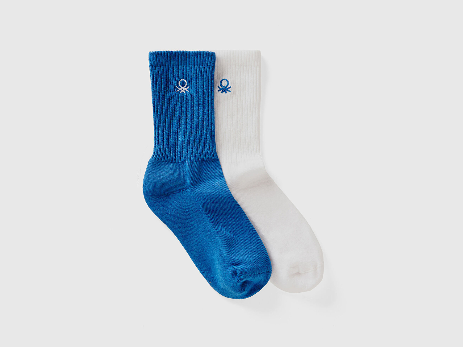 Benetton Erkek Çocuk Mavi Mix Logo Baskılı 2'li Soket Çorap Seti