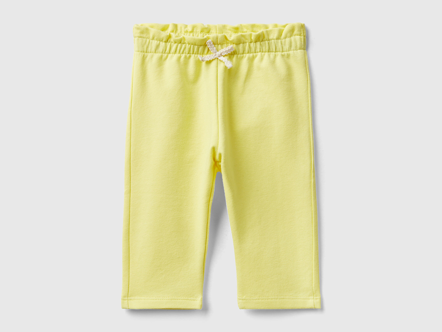 Benetton Bebek Sarı Cebi Nakış İşlemeli Beli Büzgülü Fiyonk Detaylı Pantolon