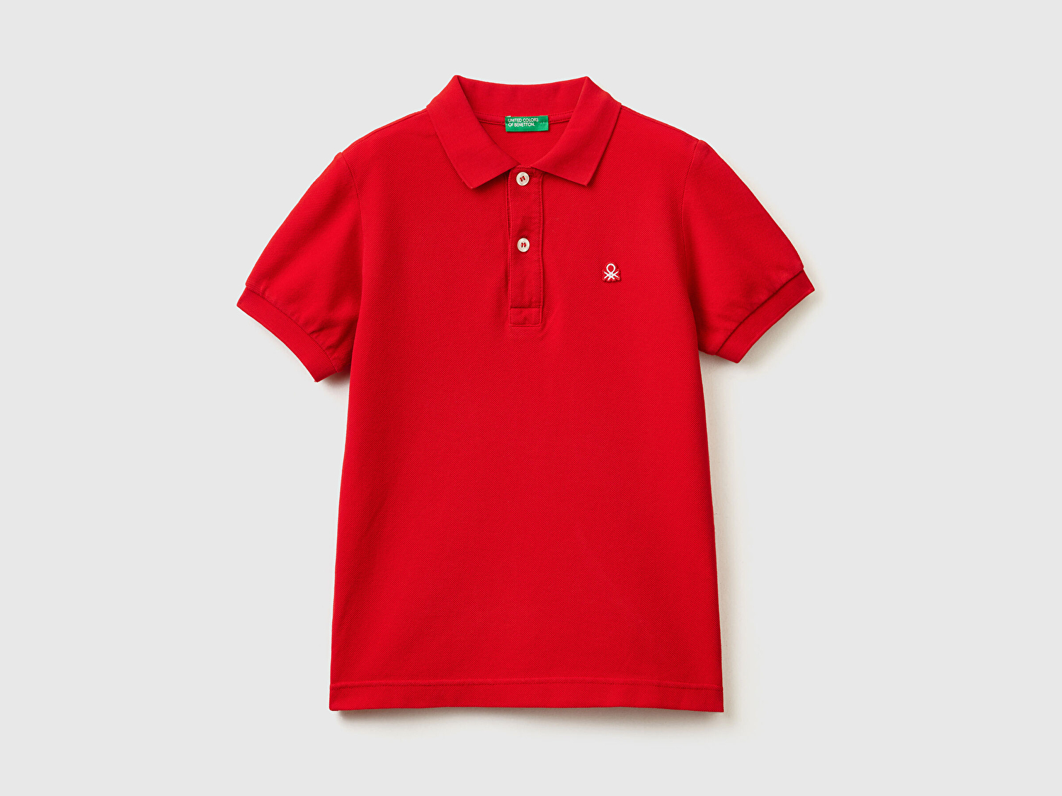 Benetton Erkek Çocuk Kırmızı Logolu Pike Polo T-Shirt