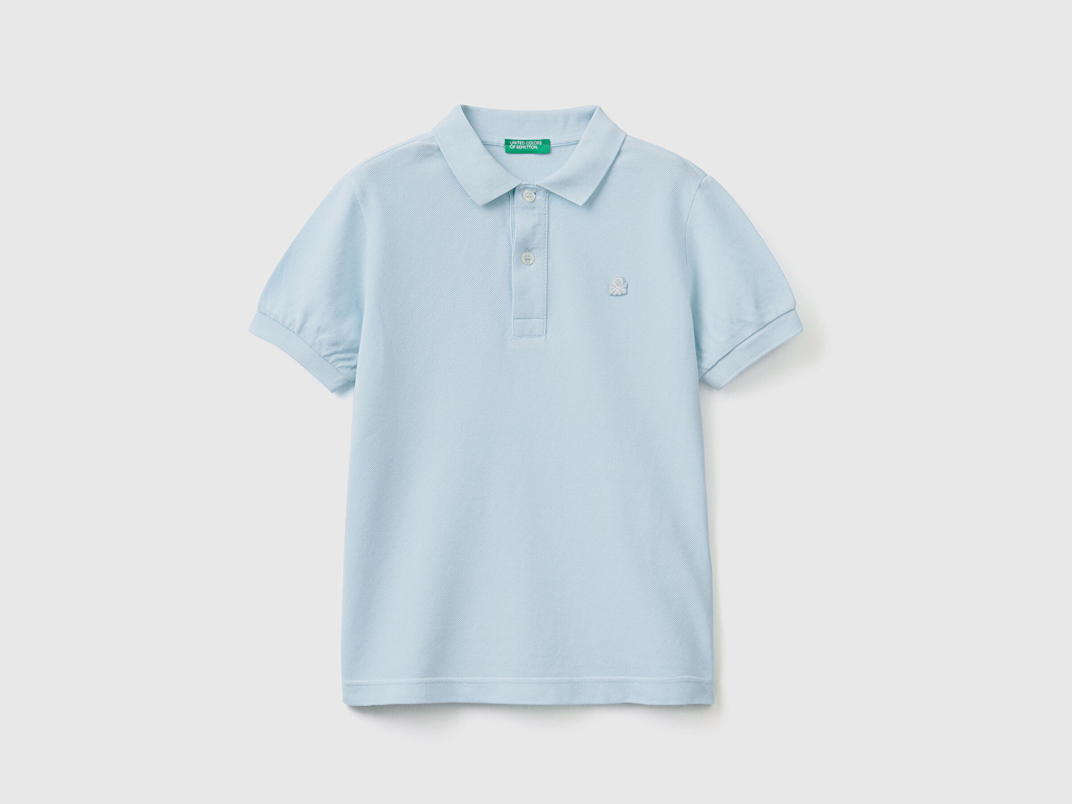 Benetton Erkek Çocuk Açık Mavi Logolu Pike Polo T-Shirt