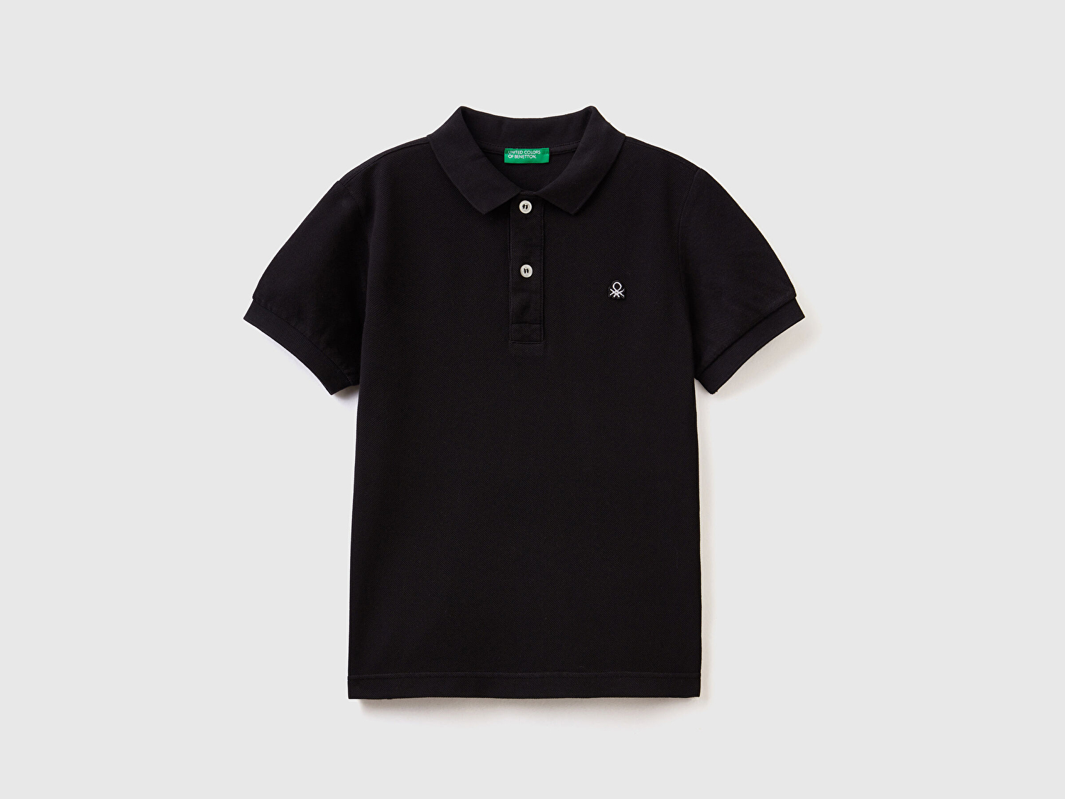 Benetton Erkek Çocuk Siyah Logolu Pike Polo T-Shirt