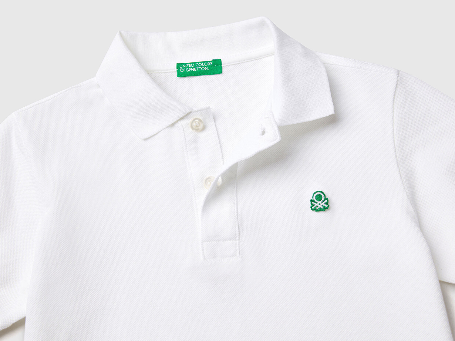 Benetton Erkek Çocuk Beyaz Logolu Pike Polo T-Shirt
