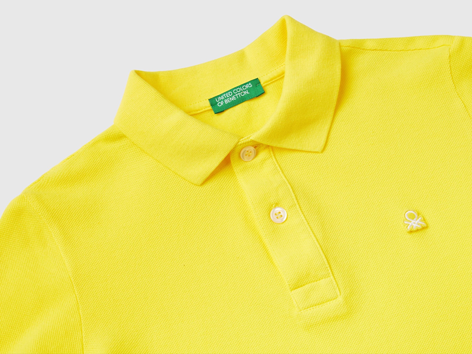 Benetton Erkek Çocuk Neon Sarı Logolu Pike Polo T-Shirt