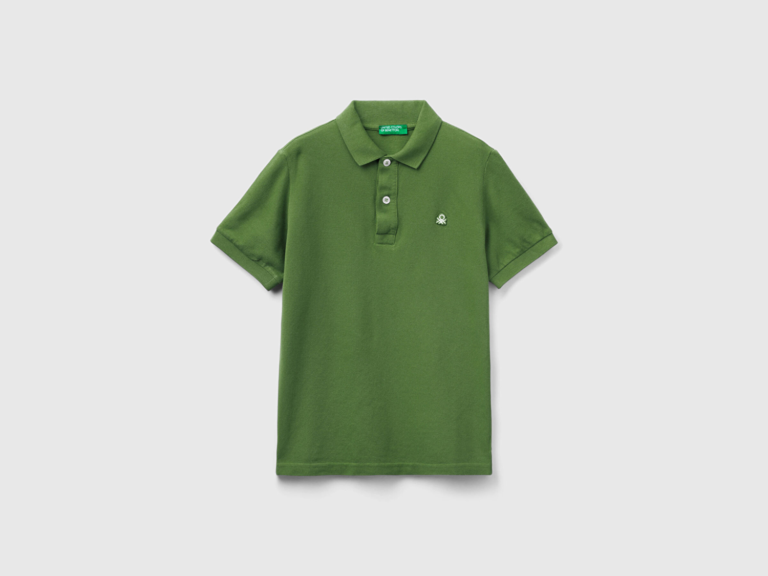 Benetton Erkek Çocuk Haki Logolu Pike Polo T-Shirt