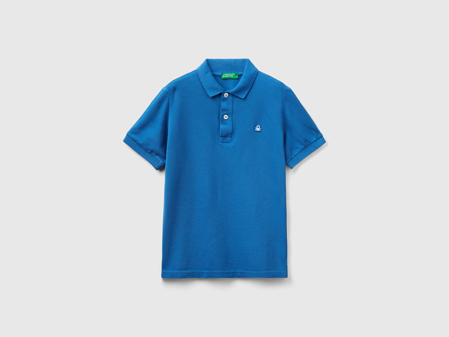 Benetton Erkek Çocuk Saks Mavi Logolu Pike Polo T-Shirt