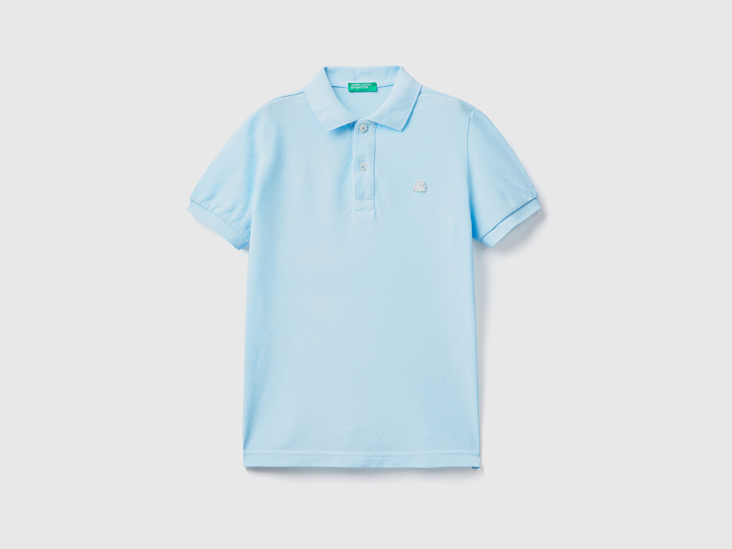 Benetton Erkek Çocuk Açık Mavi Logolu Neon Pike Polo T-Shirt