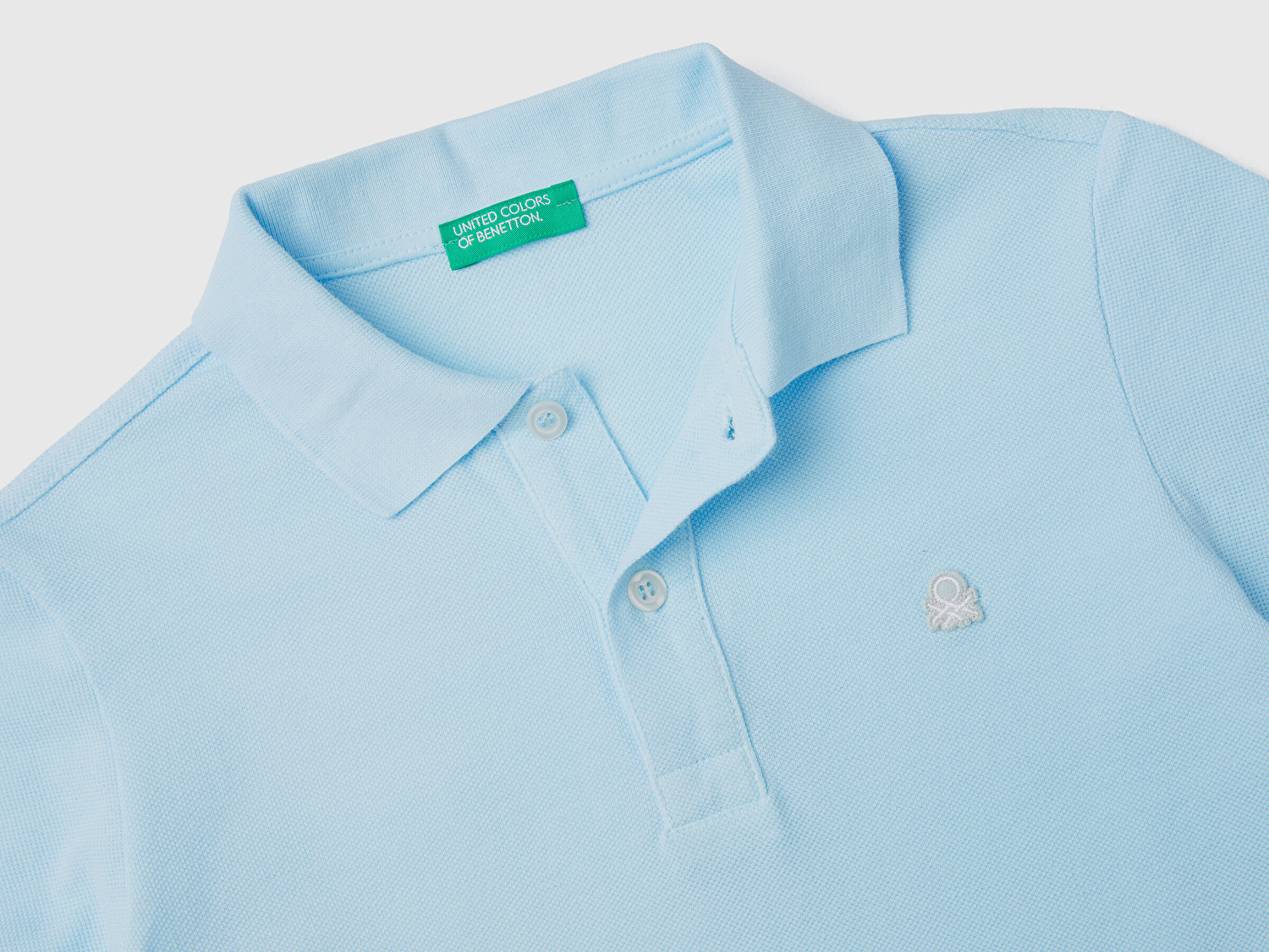 Benetton Erkek Çocuk Açık Mavi Logolu Neon Pike Polo T-Shirt