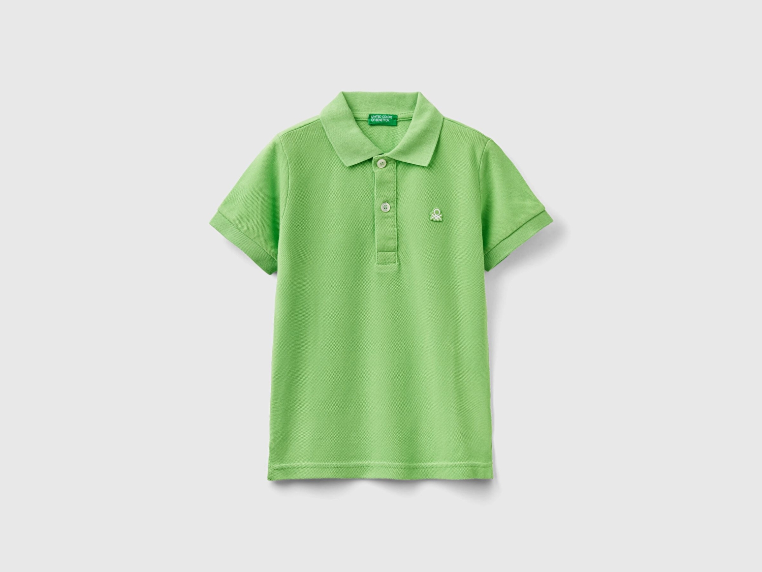 Benetton Erkek Çocuk Fıstık Yeşili Logolu Pike Polo T-Shirt