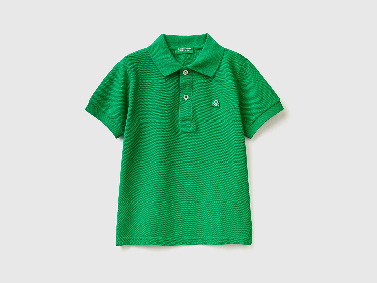 Benetton Erkek Çocuk Yeşil Logolu Pike Polo T-Shirt