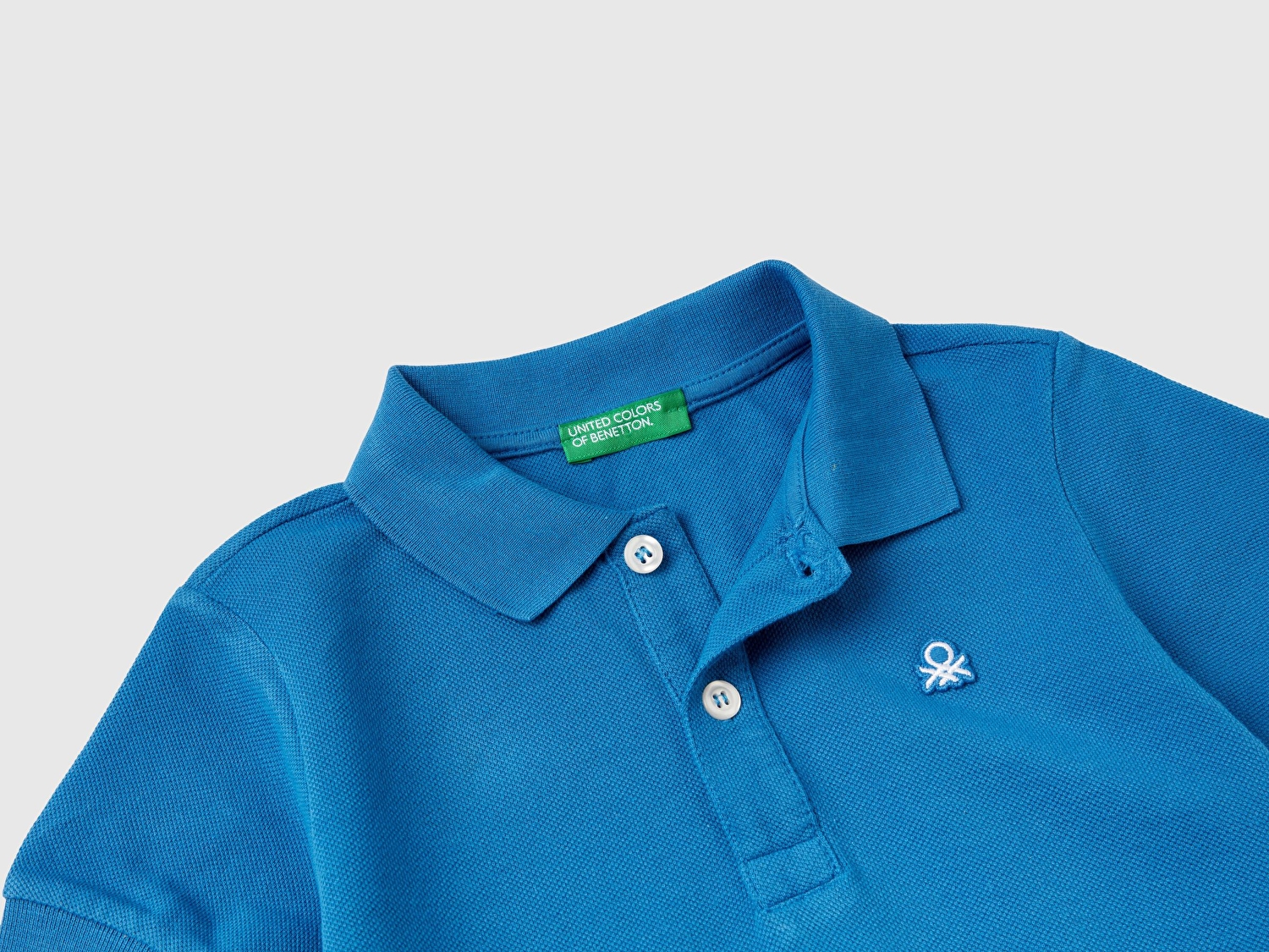 Benetton Erkek Çocuk Saks Mavi Logolu Pike Polo T-Shirt