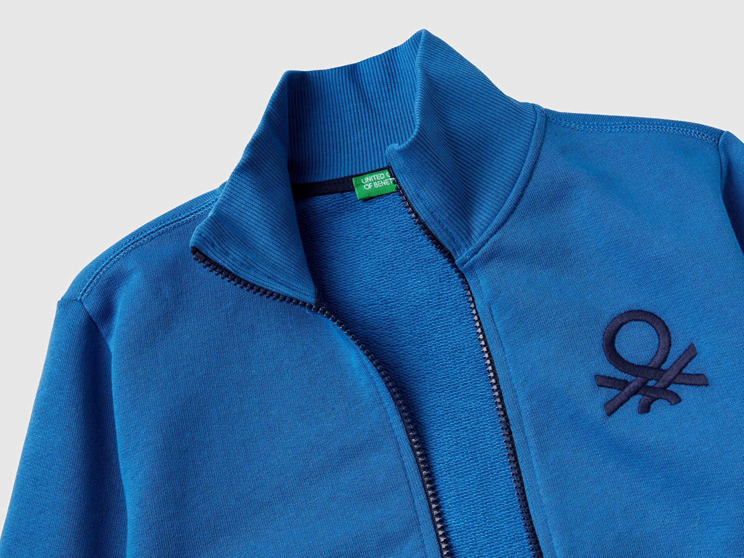 Benetton Erkek Çocuk Saks Mavi Logolu Sweatshirt