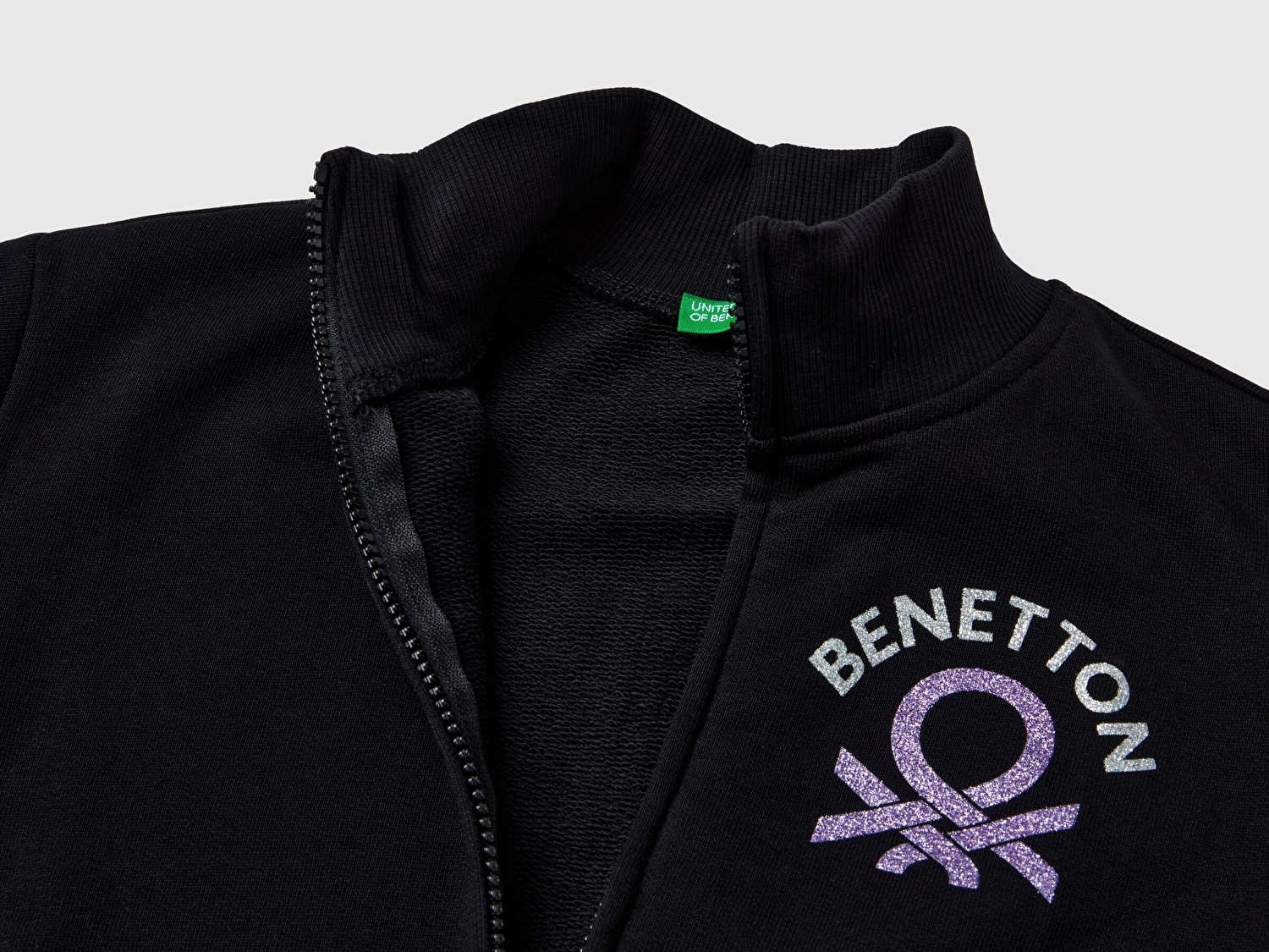 Benetton Kız Çocuk Siyah Benetton Baskılı Sweatshirt