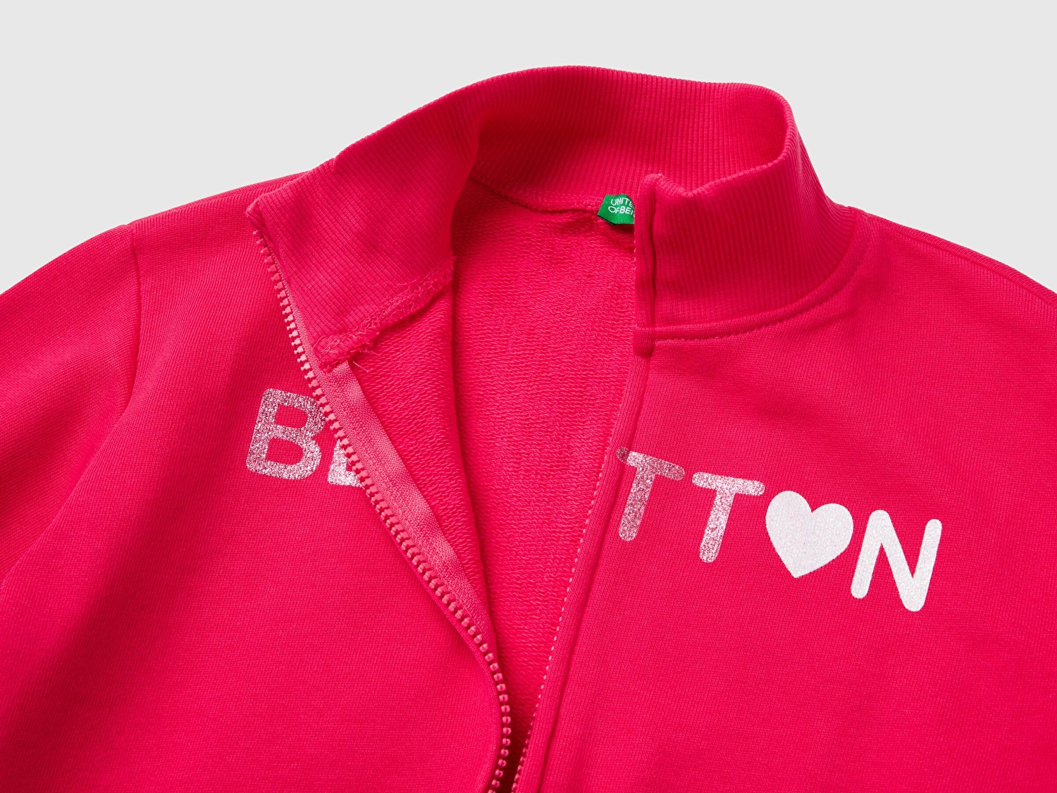 Benetton Kız Çocuk Fuşya Benetton Baskılı Sweatshirt