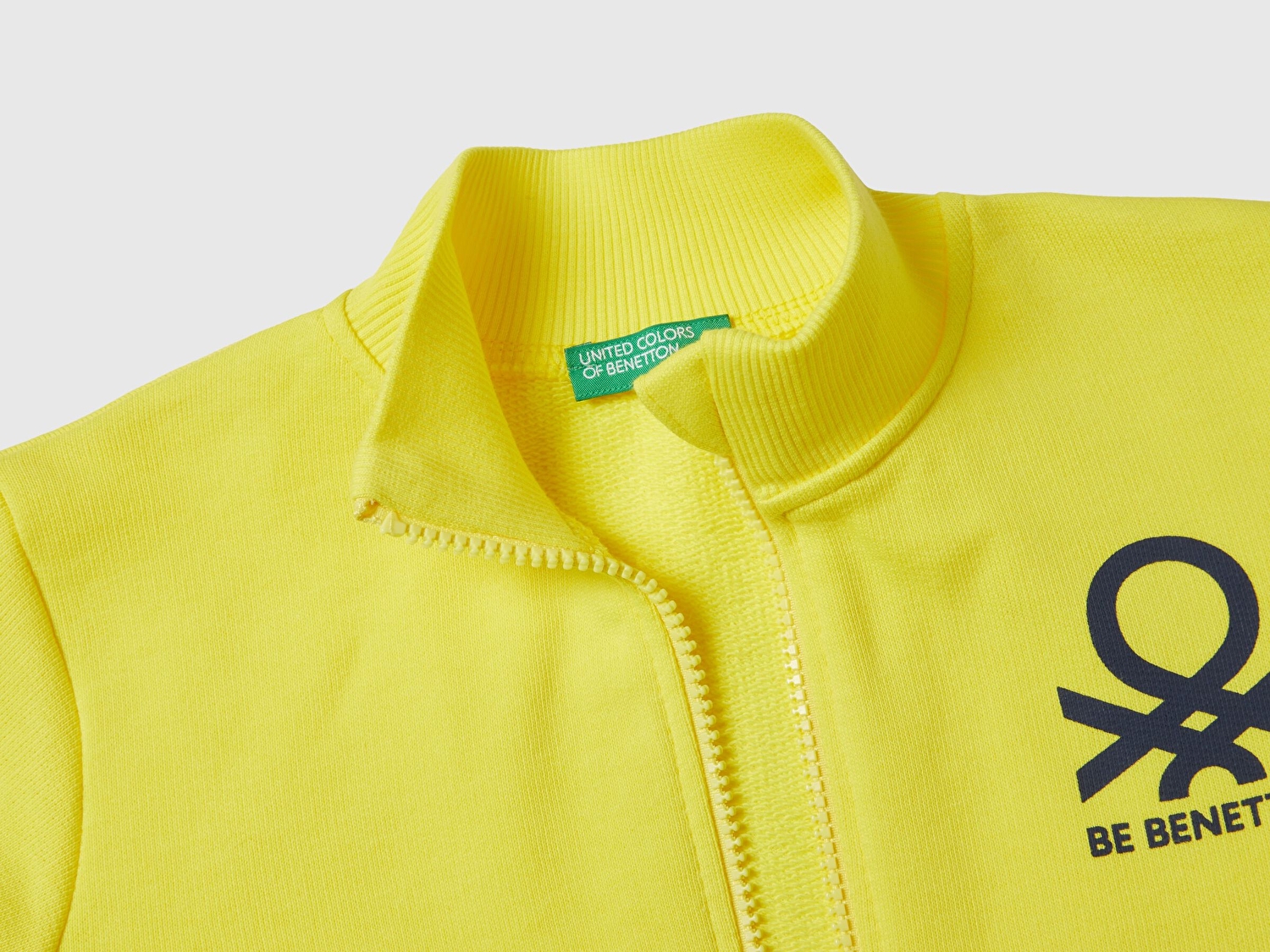 Benetton Erkek Çocuk Neon Sarı Logolu Sweatshirt