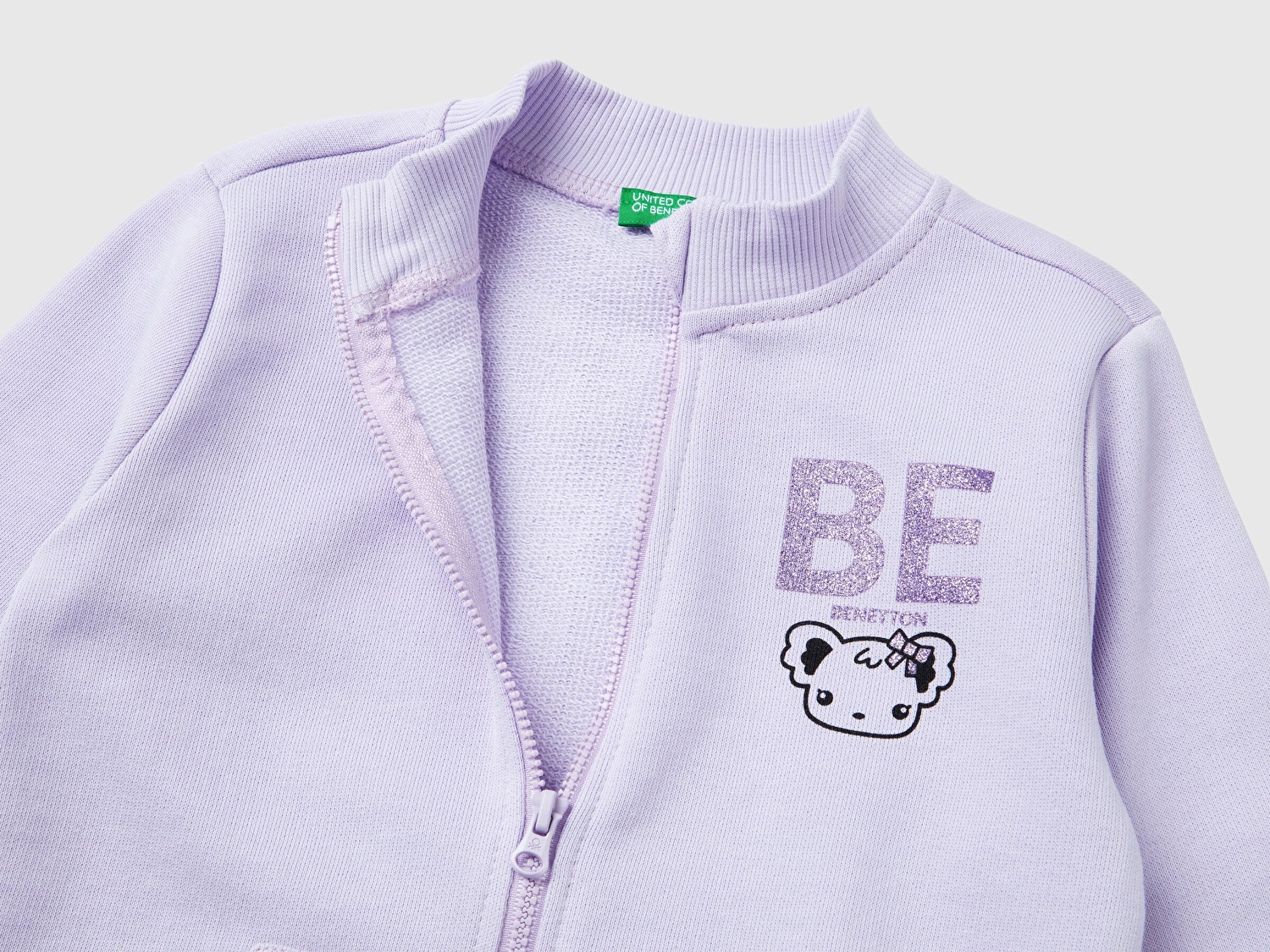 Benetton Kız Çocuk Lila Logo Baskılı Sweatshirt