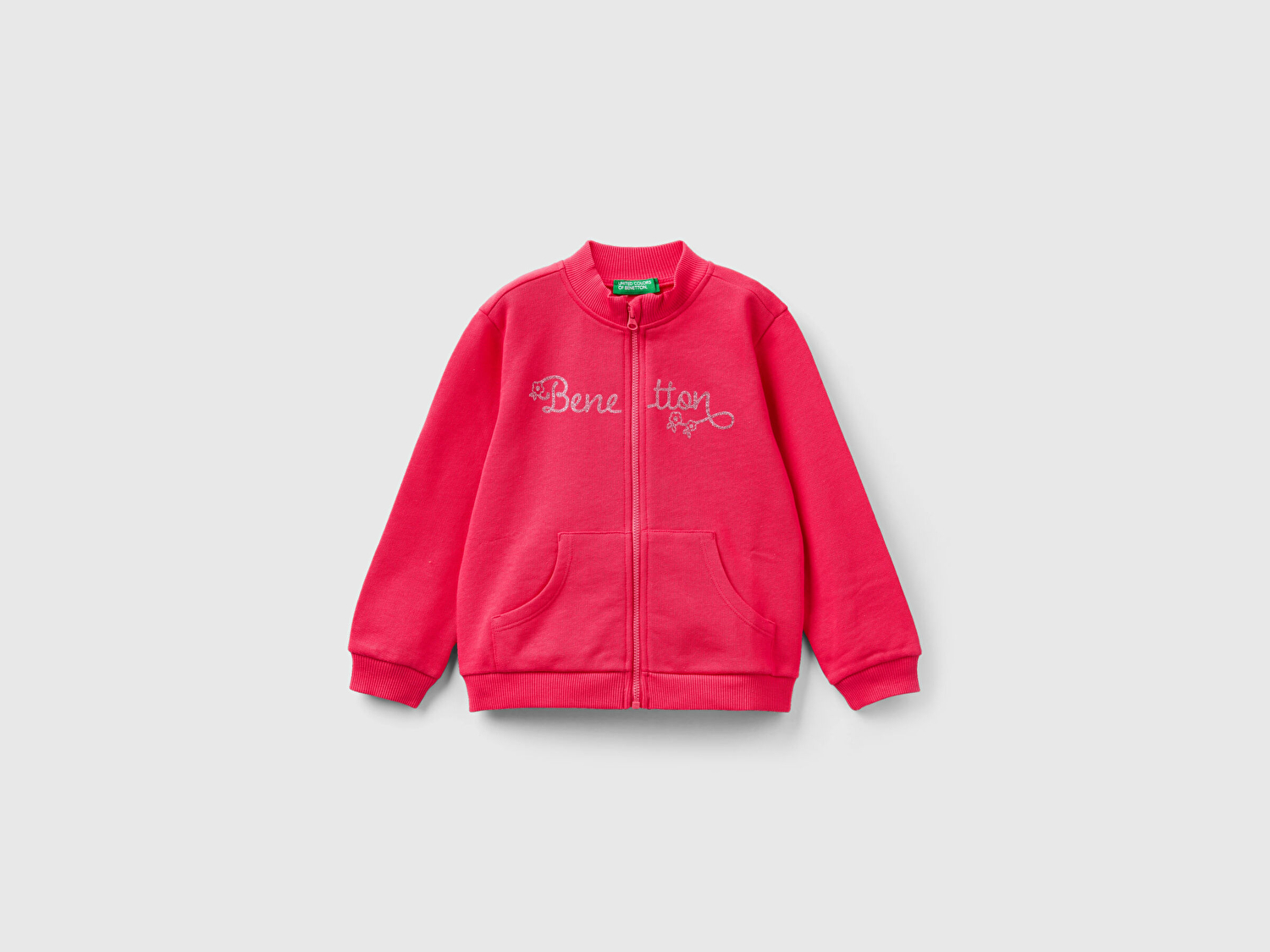 Benetton Kız Çocuk Fuşya Logo Baskılı Sweatshirt