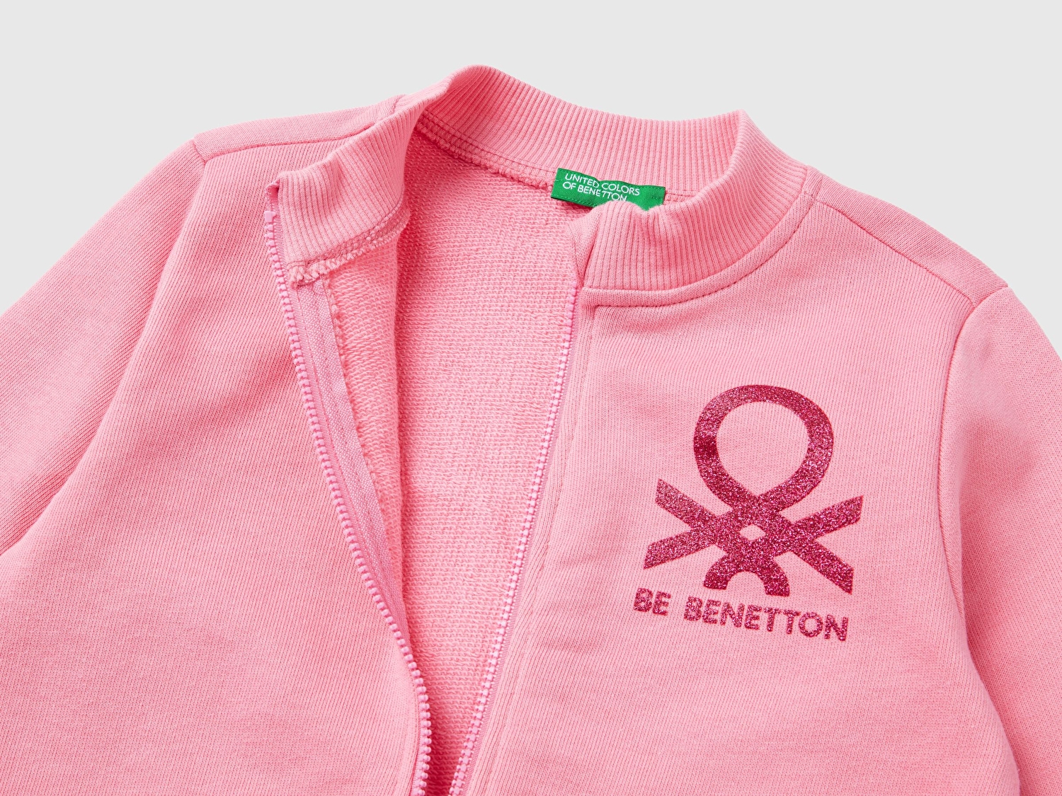 Benetton Kız Çocuk Pembe Logo Baskılı Sweatshirt
