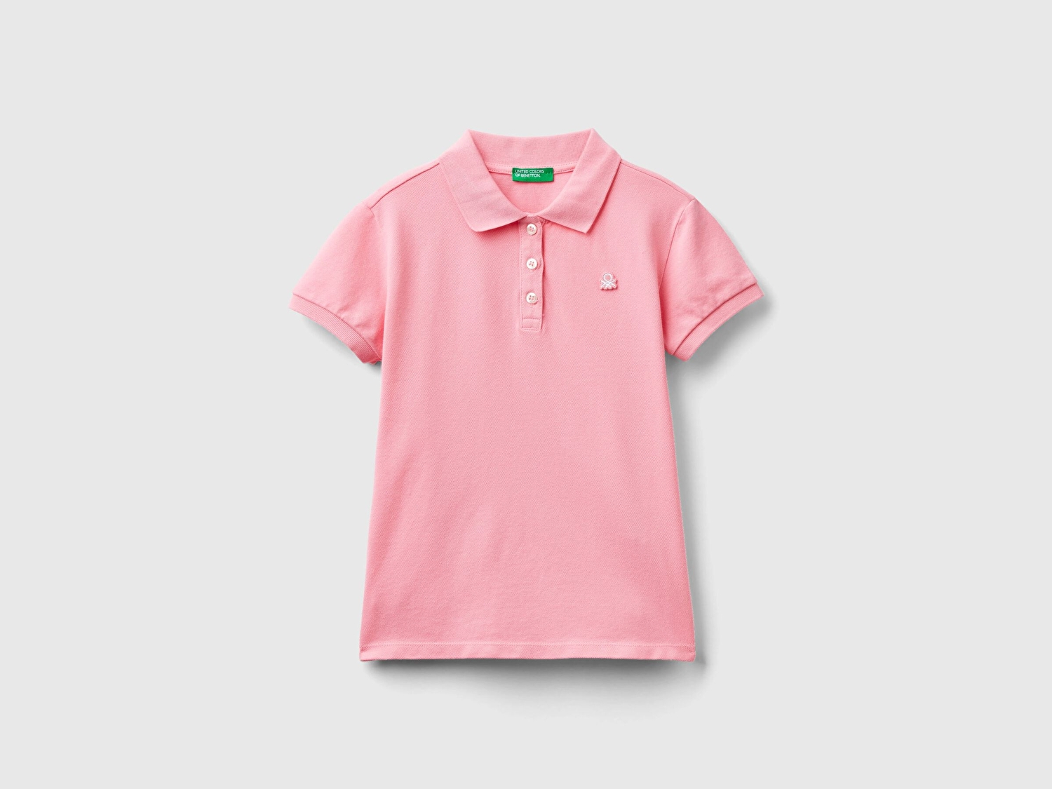 Benetton Kız Çocuk Pembe Logolu Pike Polo T-Shirt