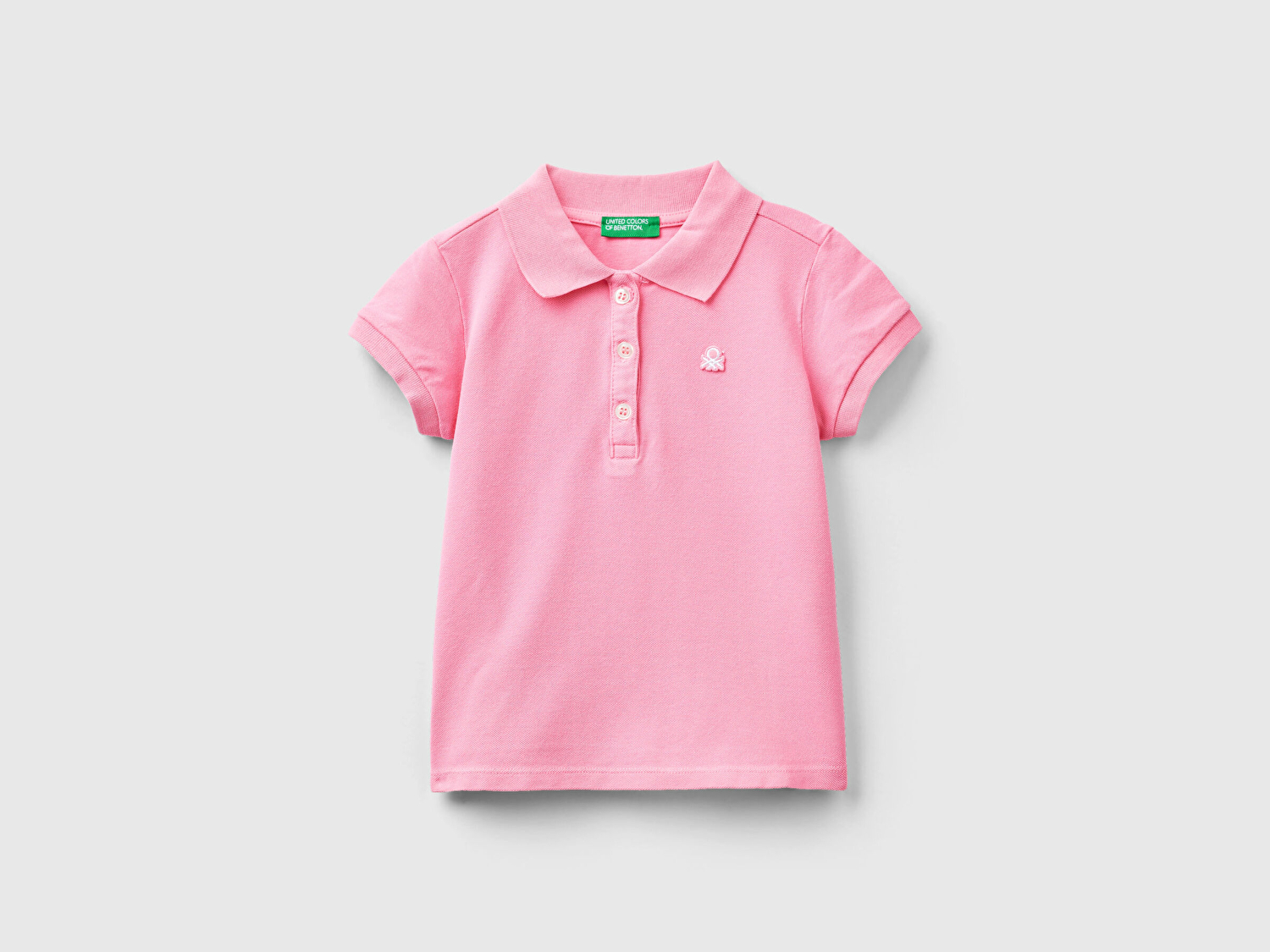 Benetton Kız Çocuk Pembe Logolu Pike Polo T-Shirt