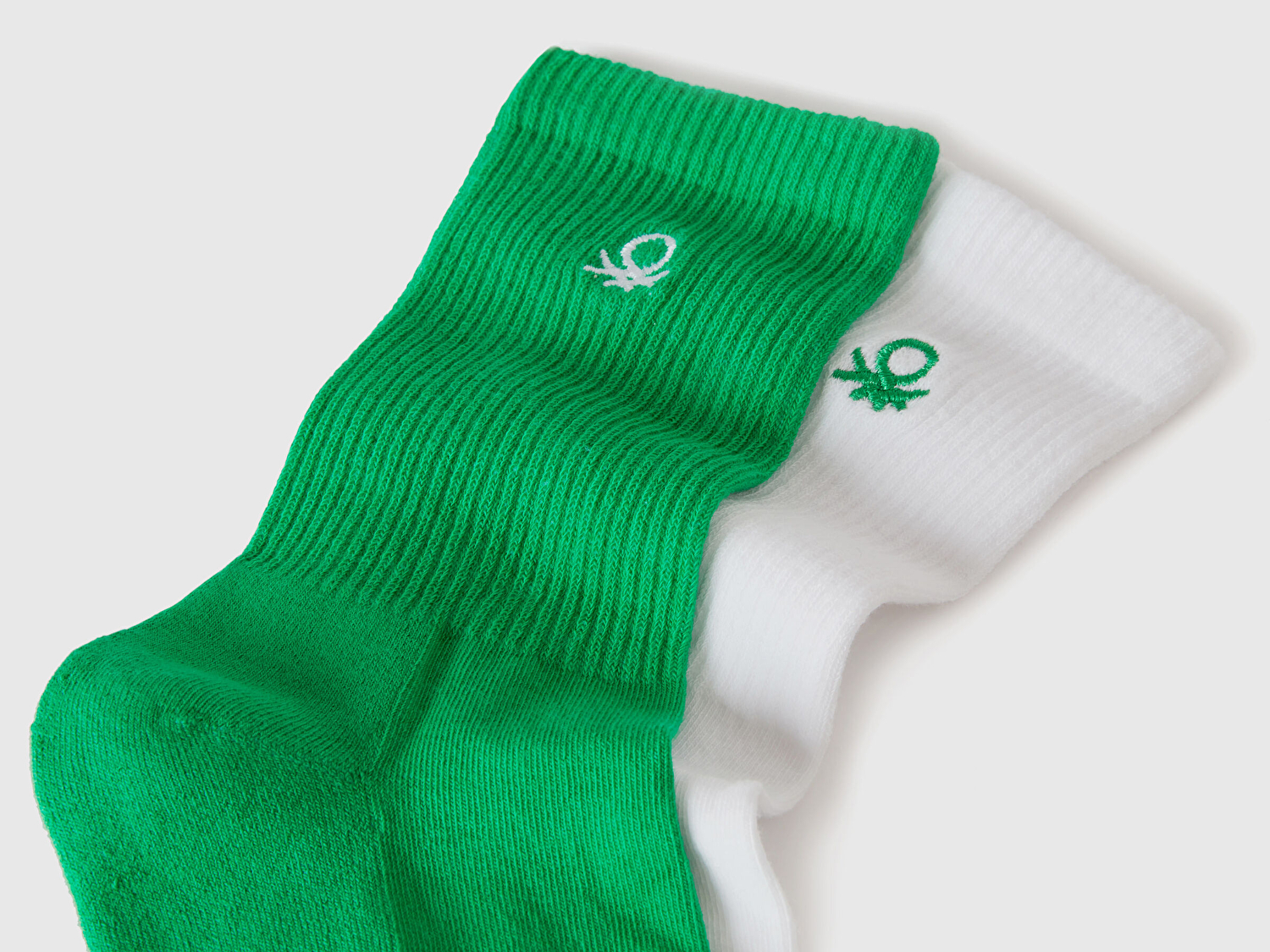 Benetton Erkek Çocuk Yeşil Mix Logo Baskılı 2'li Soket Çorap Seti