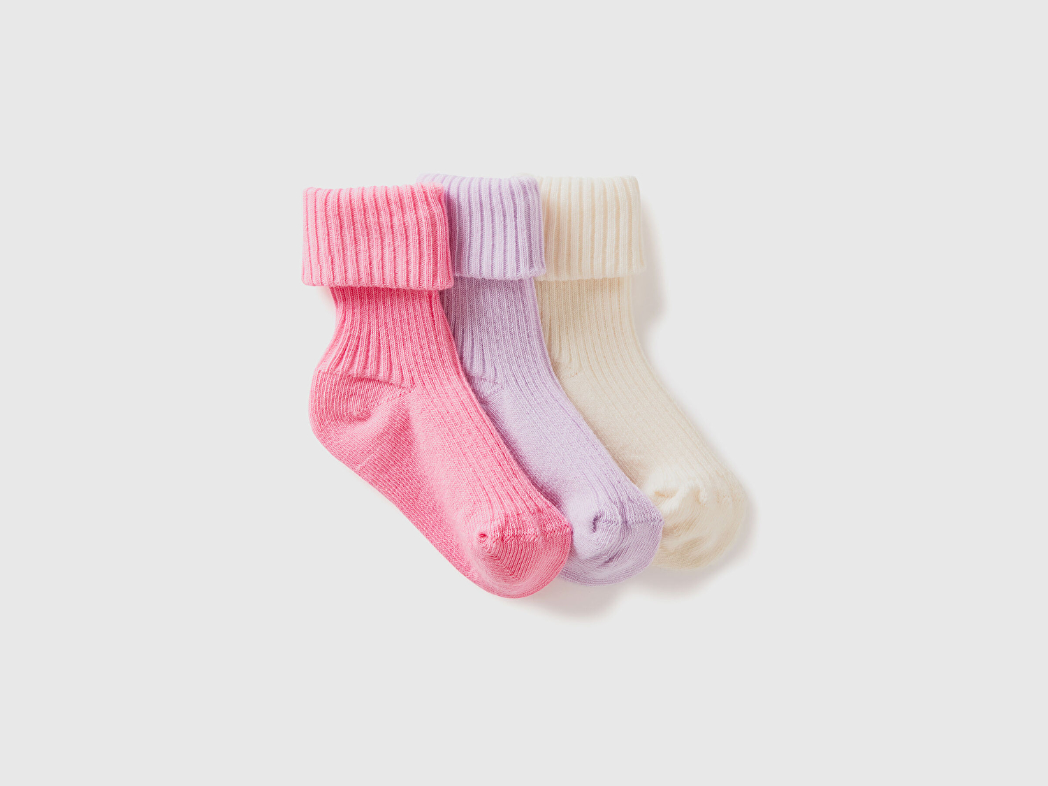 Benetton Bebek Pembe Mix Karışık Renkli 3'lü Çorap Seti