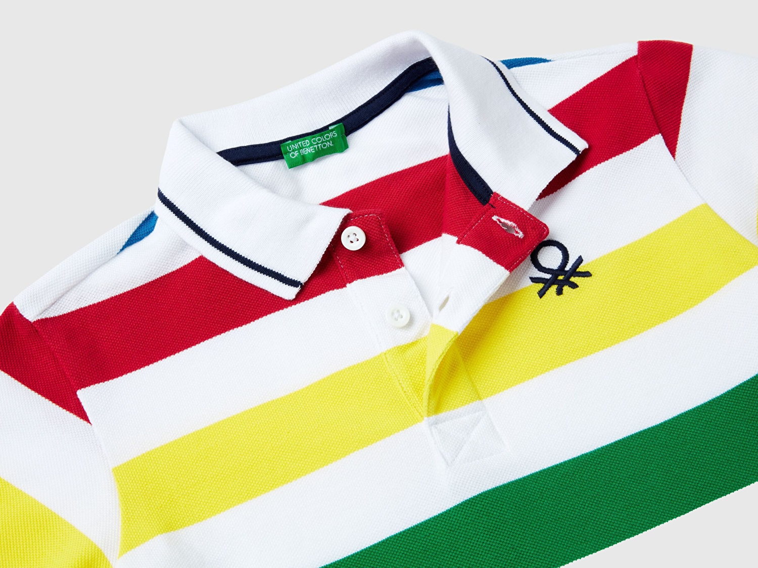 Benetton Erkek Çocuk Renkli Mix Logo İşlemeli Çizgili Pike Polo T-Shirt