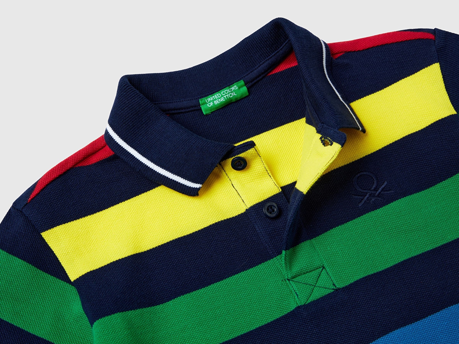 Benetton Erkek Çocuk Siyah Mix Logo İşlemeli Çizgili Pike Polo T-Shirt