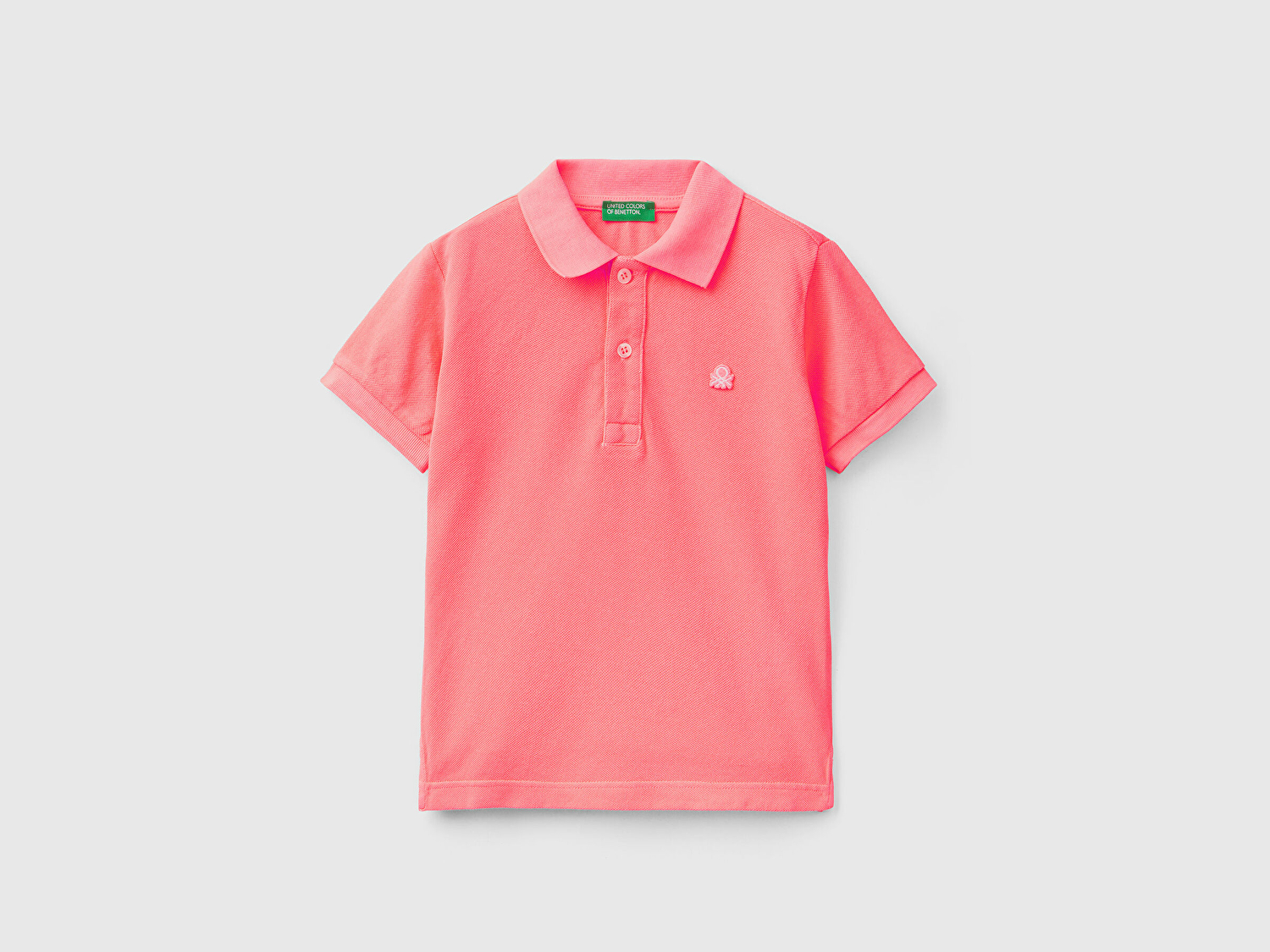 Benetton Erkek Çocuk Pembe Logolu Neon Pike Polo T-Shirt