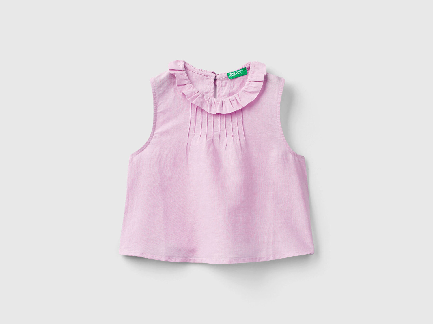 Benetton Kız Çocuk Pembe Yakası Fırfırlı Kolsuz Bluz