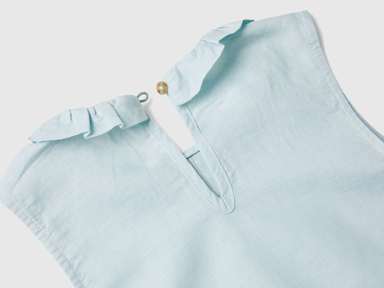 Benetton Kız Çocuk Açık Mavi Yakası Fırfırlı Kolsuz Bluz