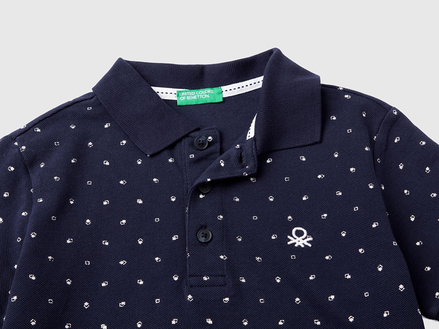 Benetton Erkek Çocuk Lacivert Sol Göğsü Logo İşlemeli Dar Kalıp Bisiklet Yaka T-Shirt