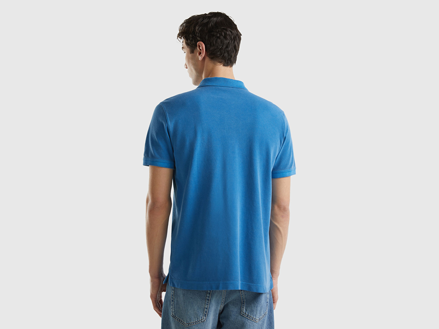 Benetton Erkek Koyu Mavi %100 Pamuk Göğsü Yama Logo İşlemeli Polo Yaka T-Shirt