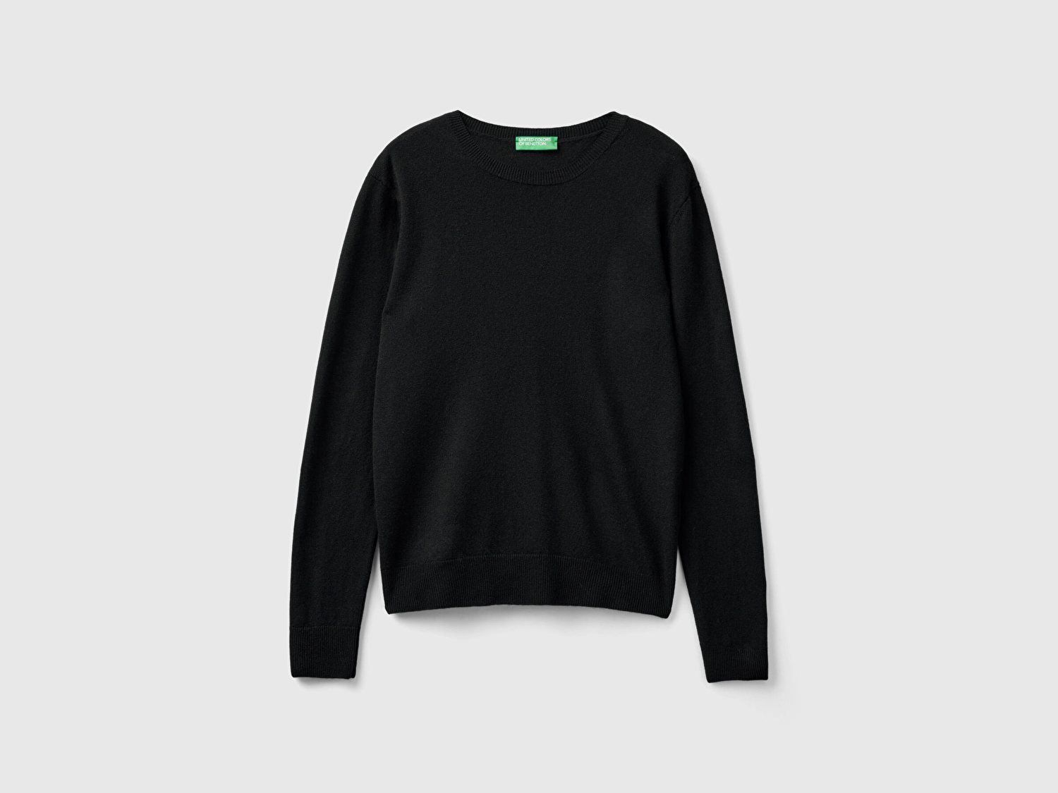 Benetton Kadın Siyah %100 Merino Bisiklet Yaka Kazak