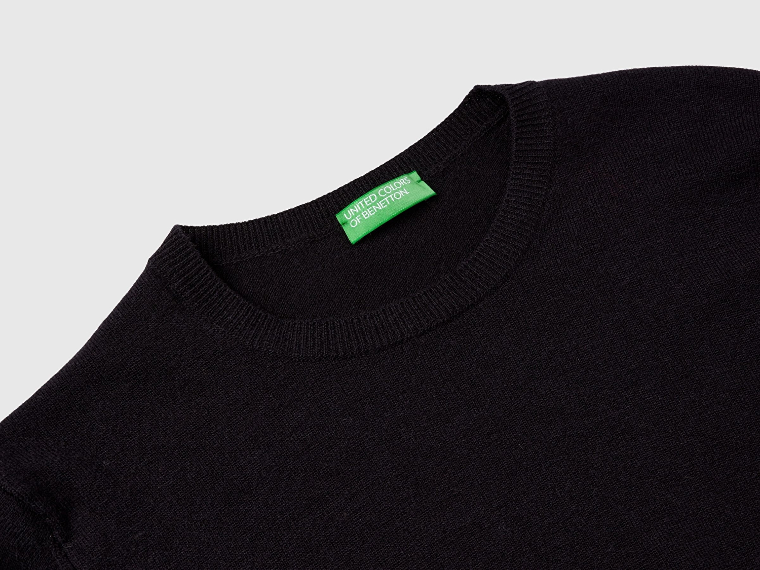 Benetton Kadın Siyah %100 Merino Bisiklet Yaka Kazak