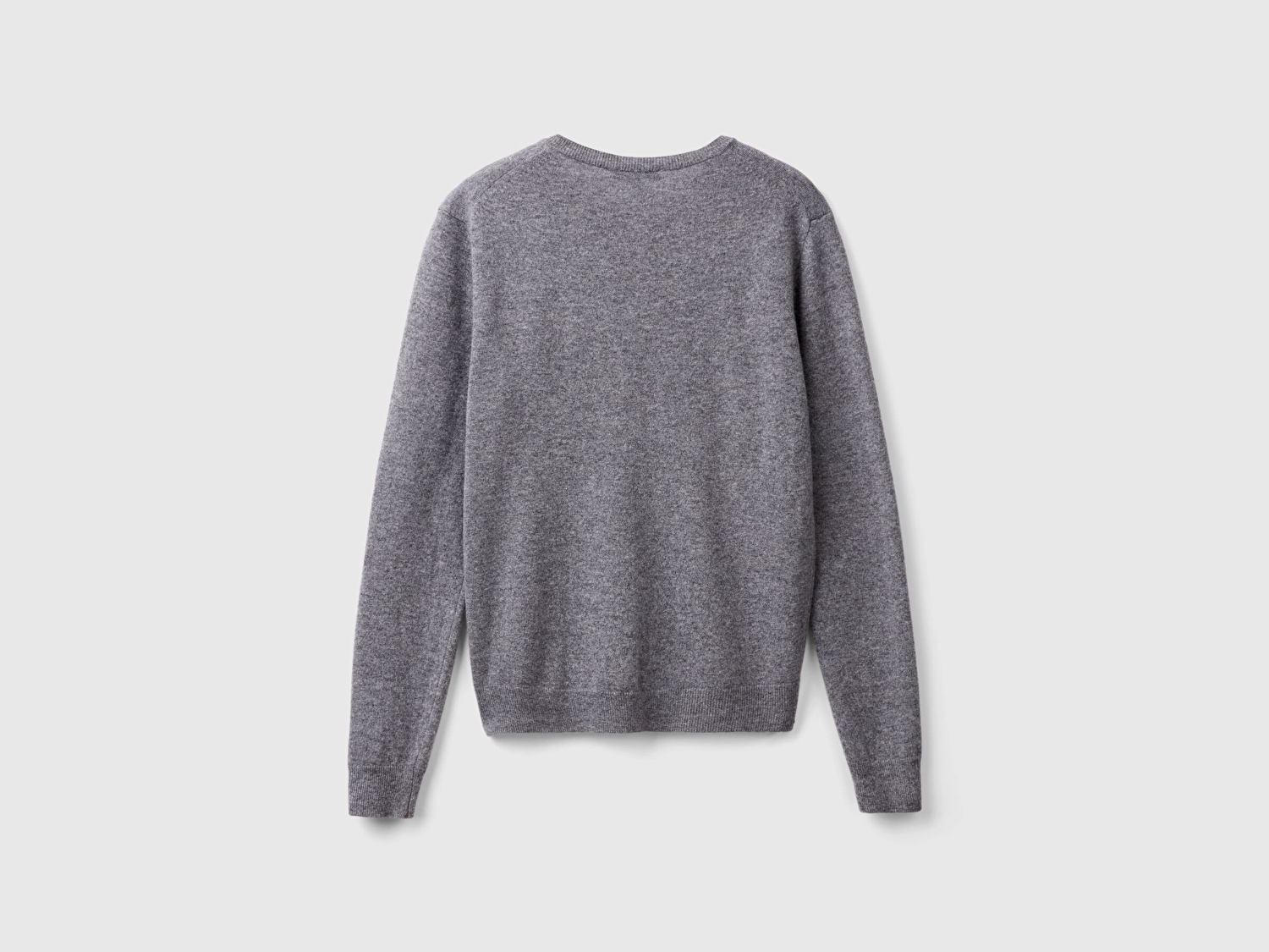 Benetton Kadın Antrasit Melanj %100 Merino Bisiklet Yaka  Hırka