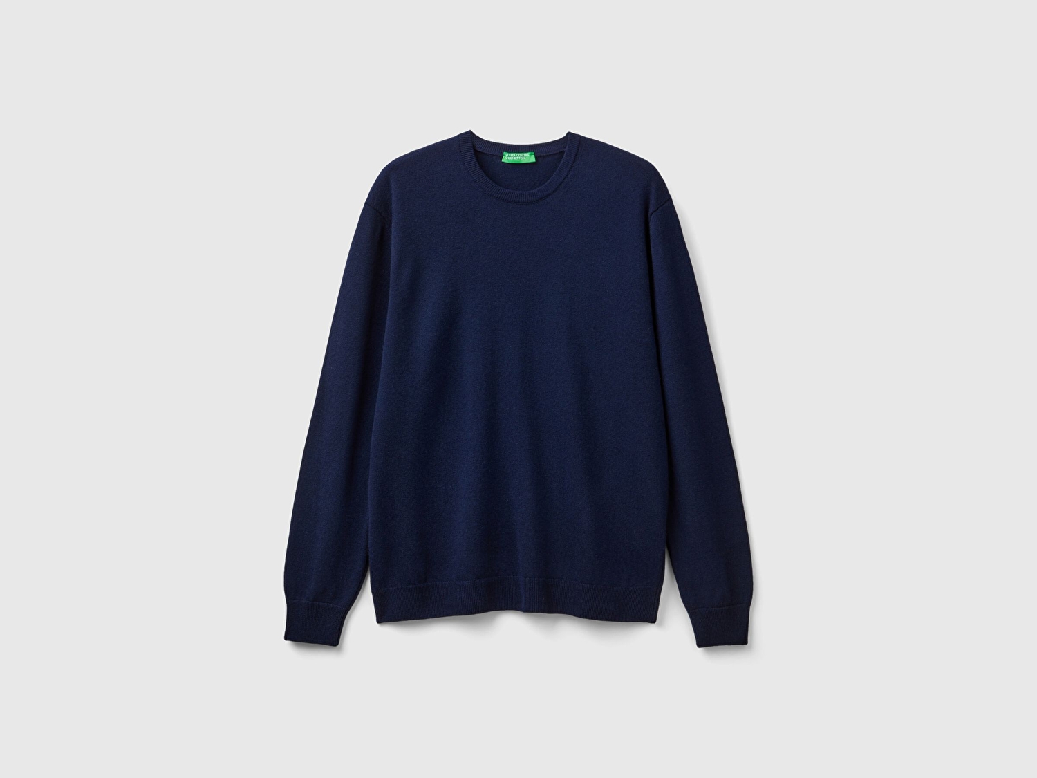 Benetton Erkek Lacivert %100 Merino Bisiklet Yaka  Kazak