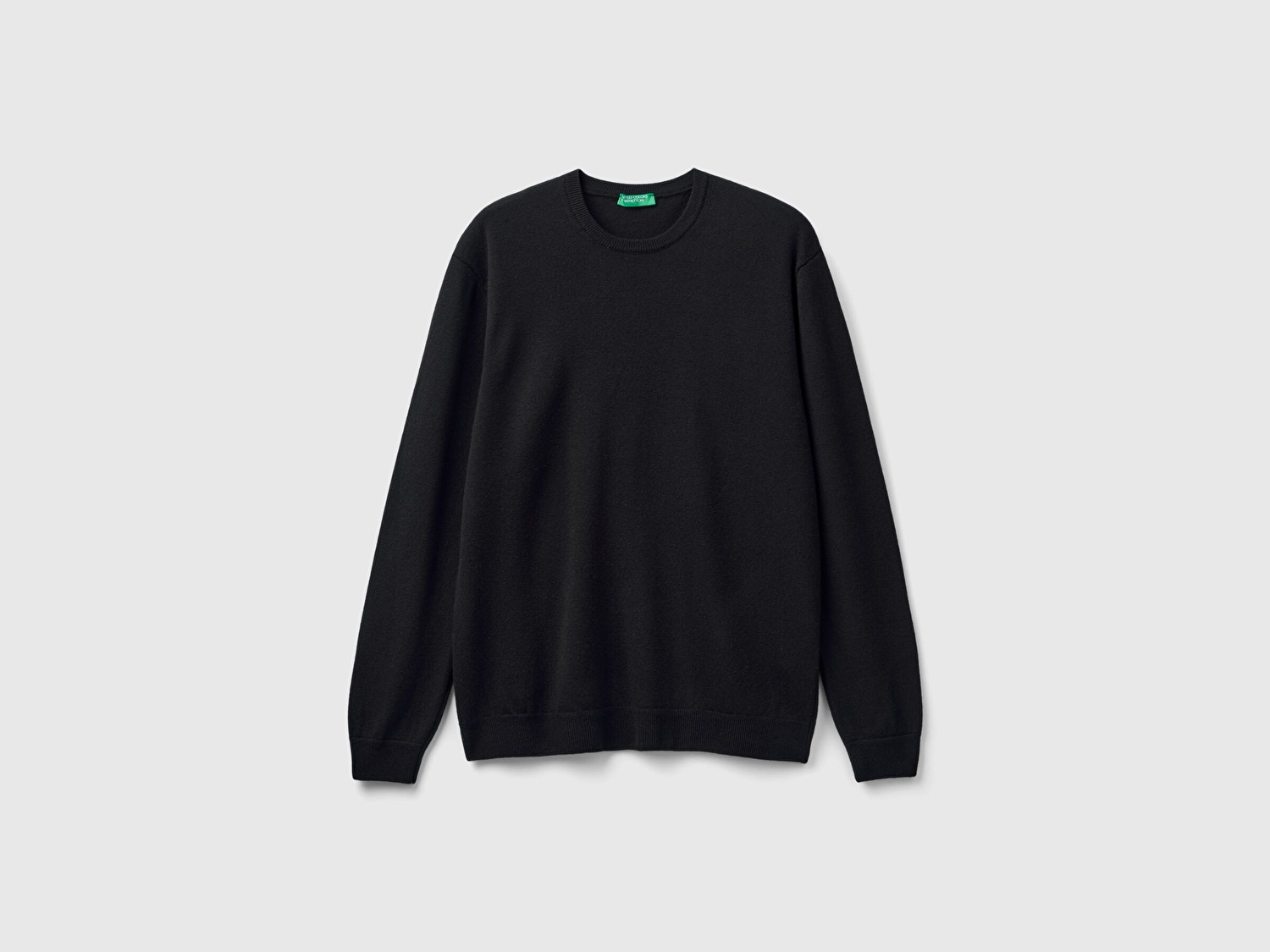 Benetton Erkek Siyah %100 Merino Bisiklet Yaka  Kazak