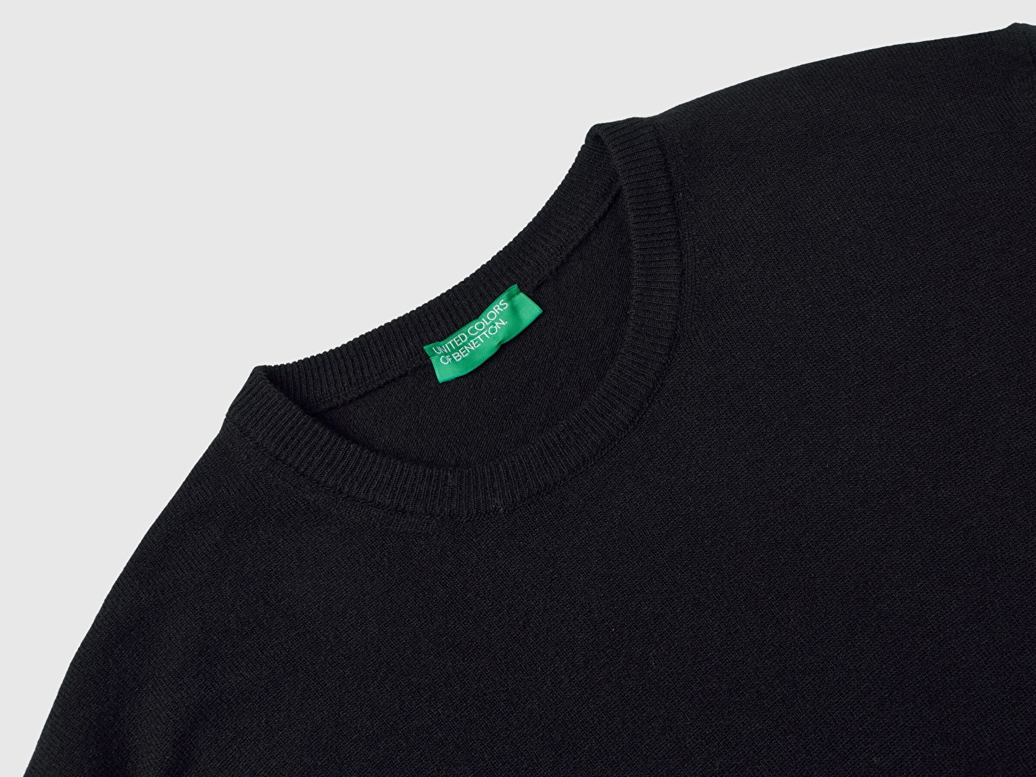 Benetton Erkek Siyah %100 Merino Bisiklet Yaka  Kazak