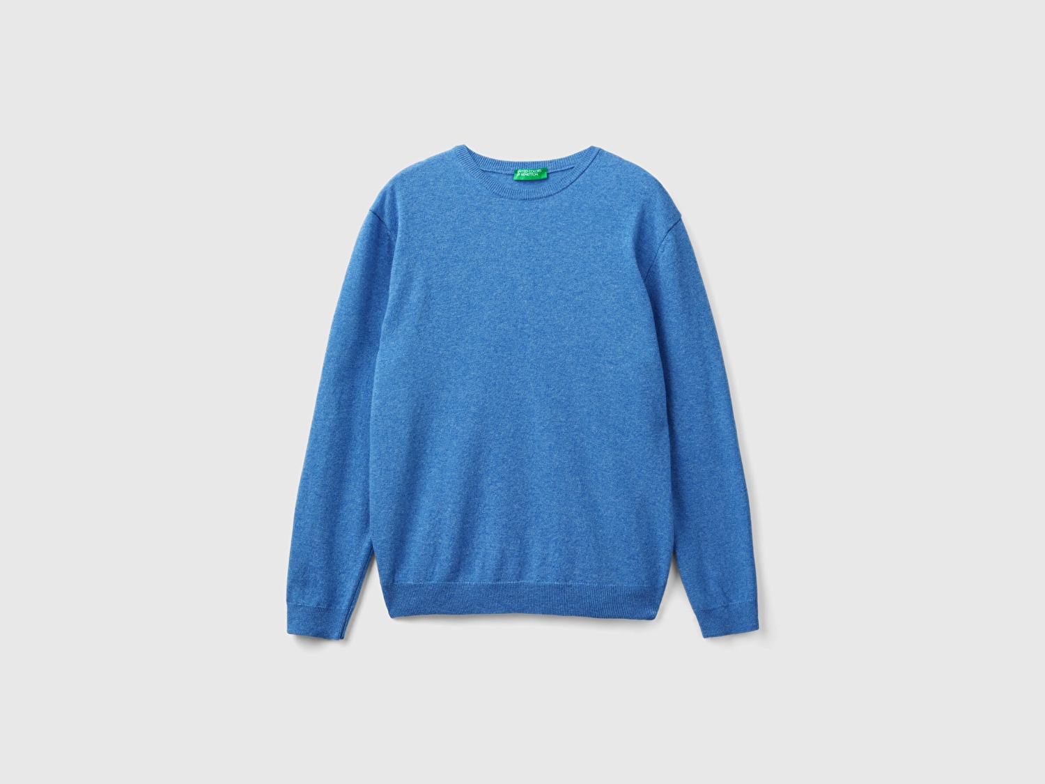 Benetton Erkek Mavi %100 Merino Bisiklet Yaka  Kazak