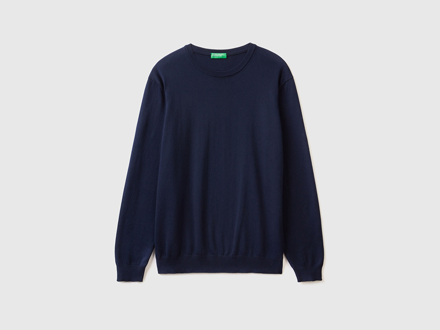 Benetton Erkek Lacivert %100 Koton Bisiklet YakaKazak