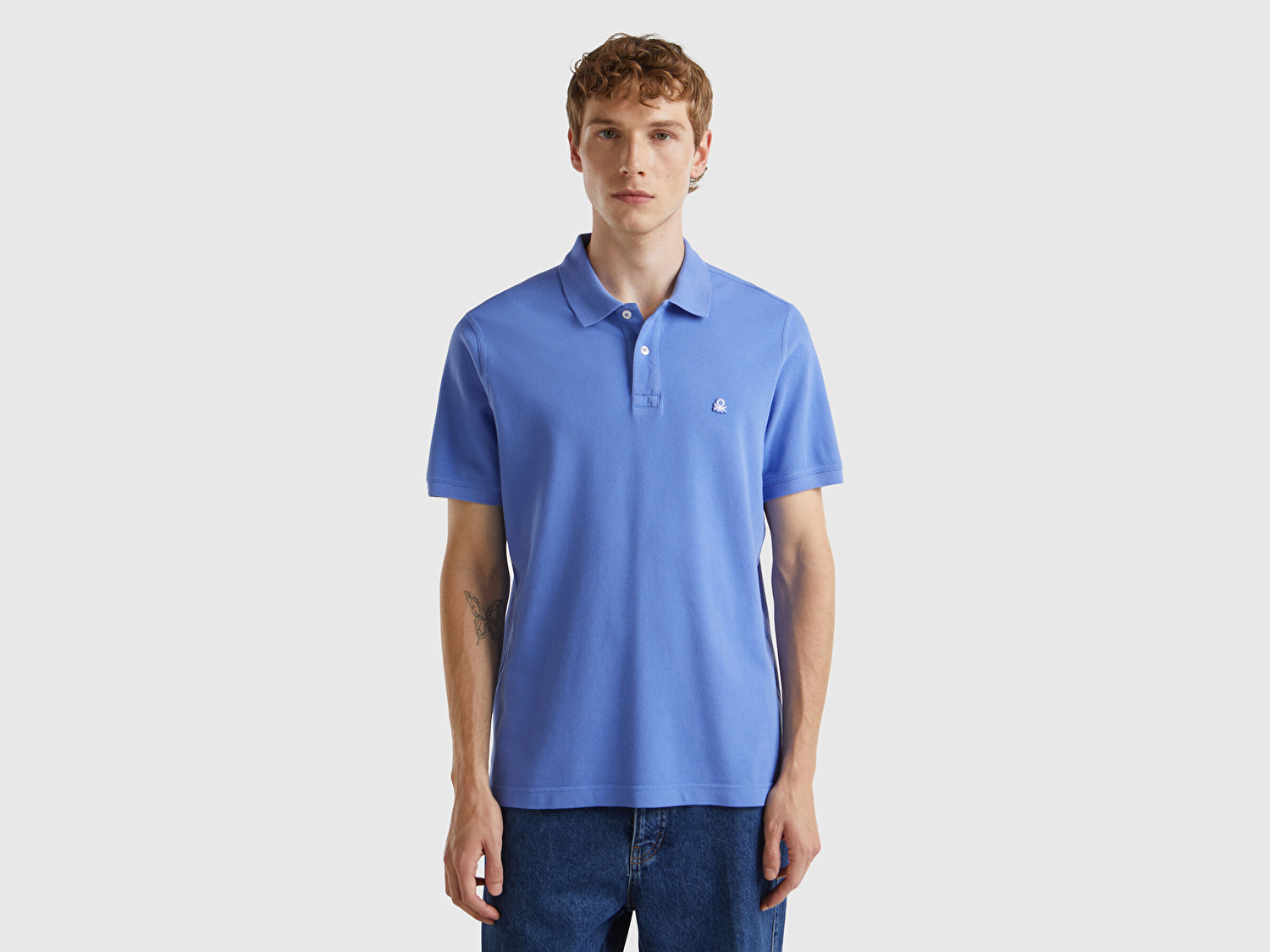 Benetton Erkek Mavi Regular Fit Kısa Kollu Polo T-Shirt