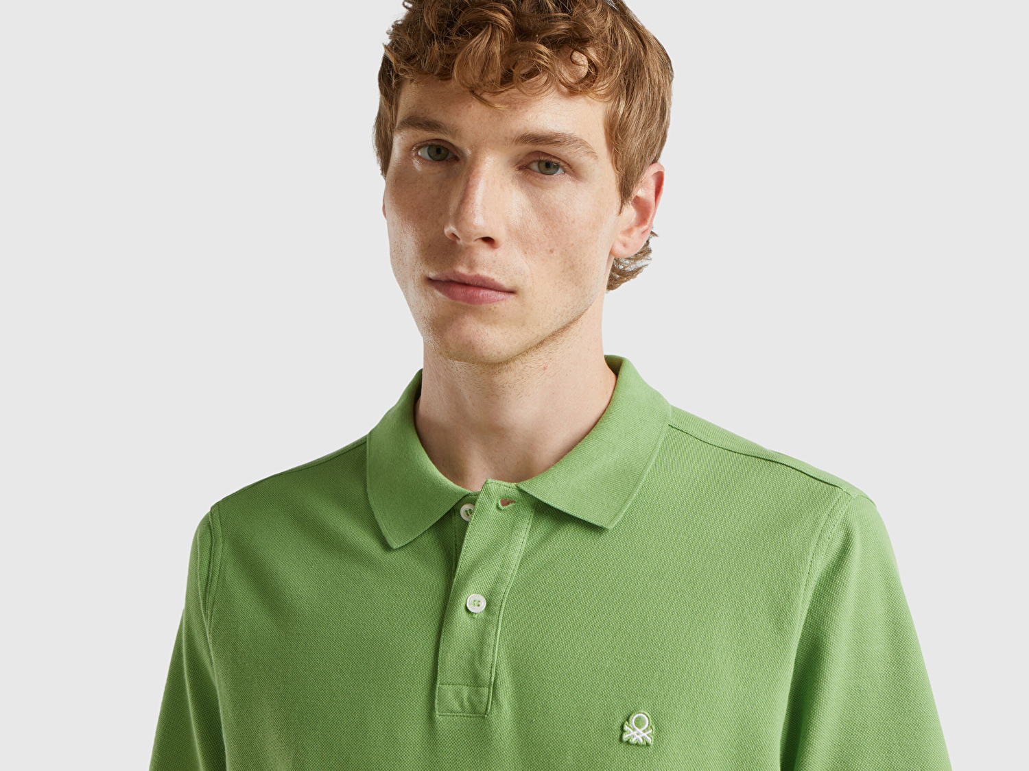 Benetton Erkek Açık Yeşil Regular Fit Kısa Kollu Polo T-Shirt