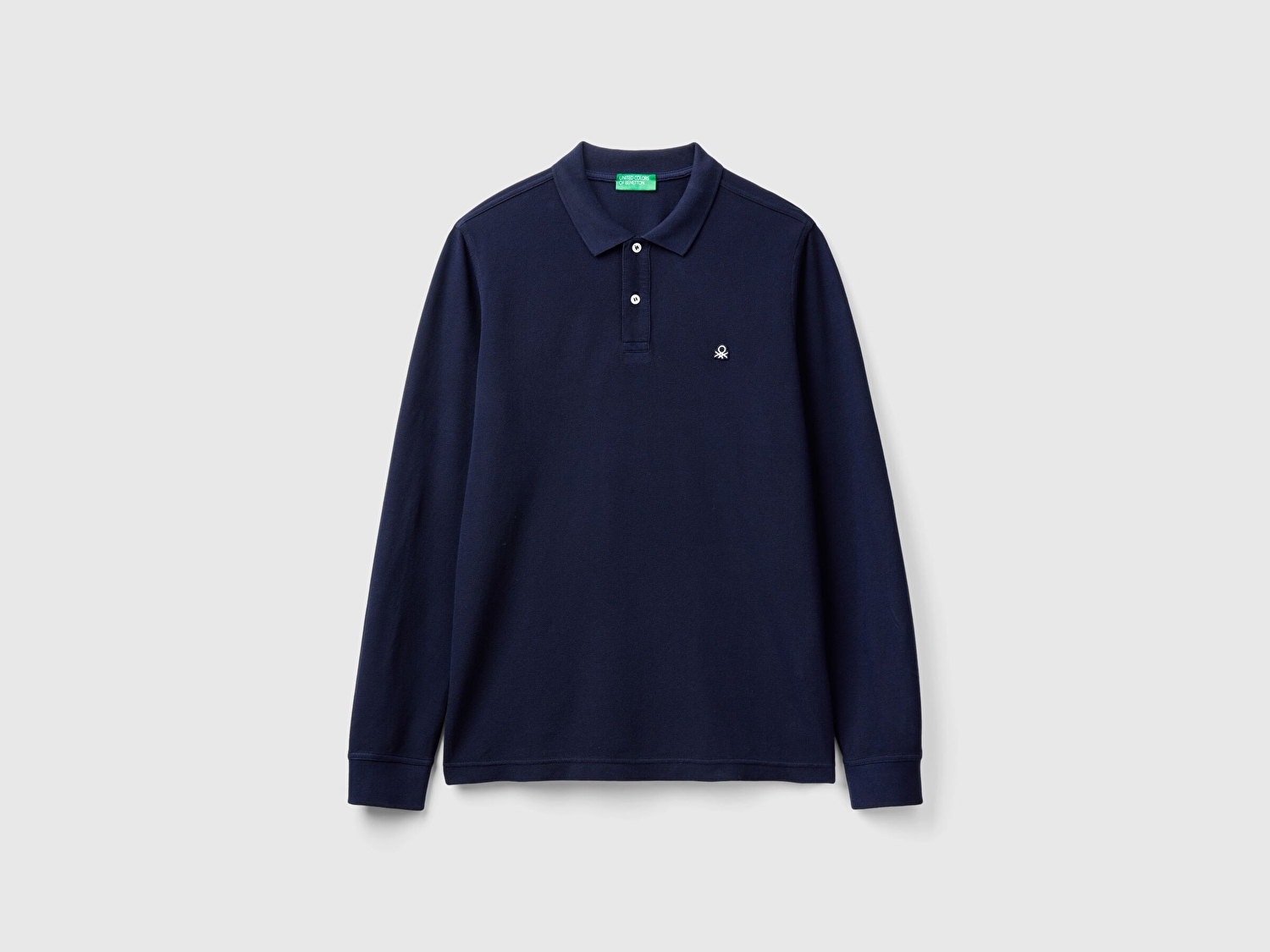 Benetton Erkek Lacivert Uzun Kol Polo T-Shirt