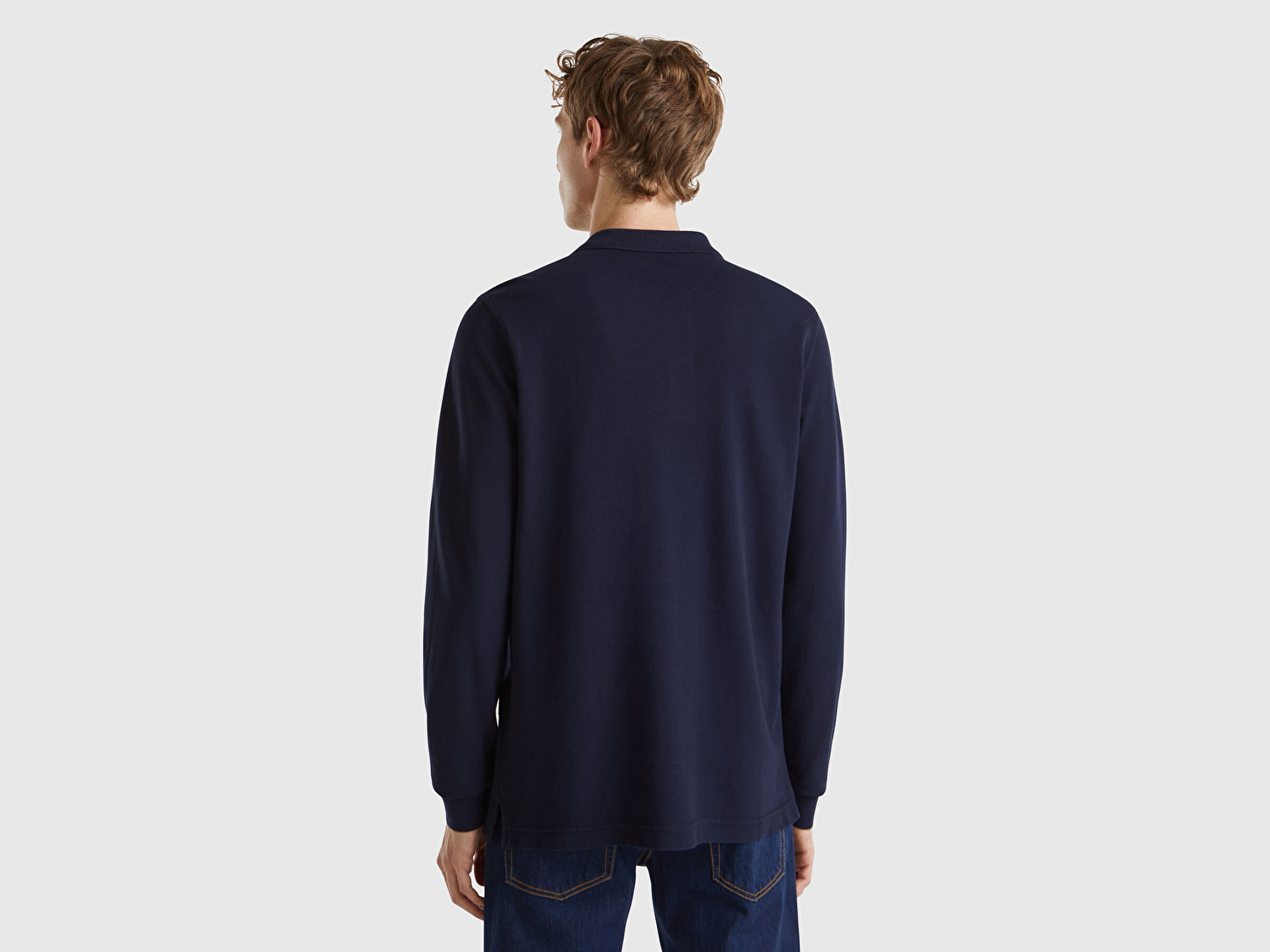 Benetton Erkek Lacivert Uzun Kol Polo T-Shirt