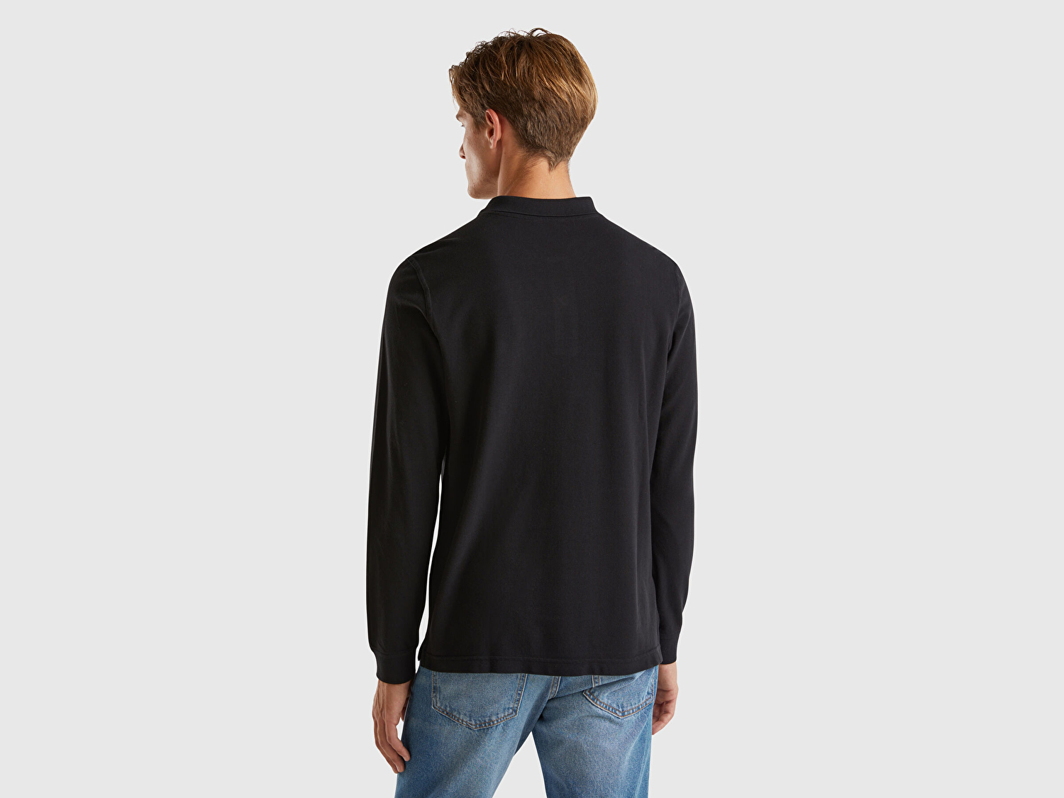 Benetton Erkek Siyah Uzun Kol Polo T-Shirt