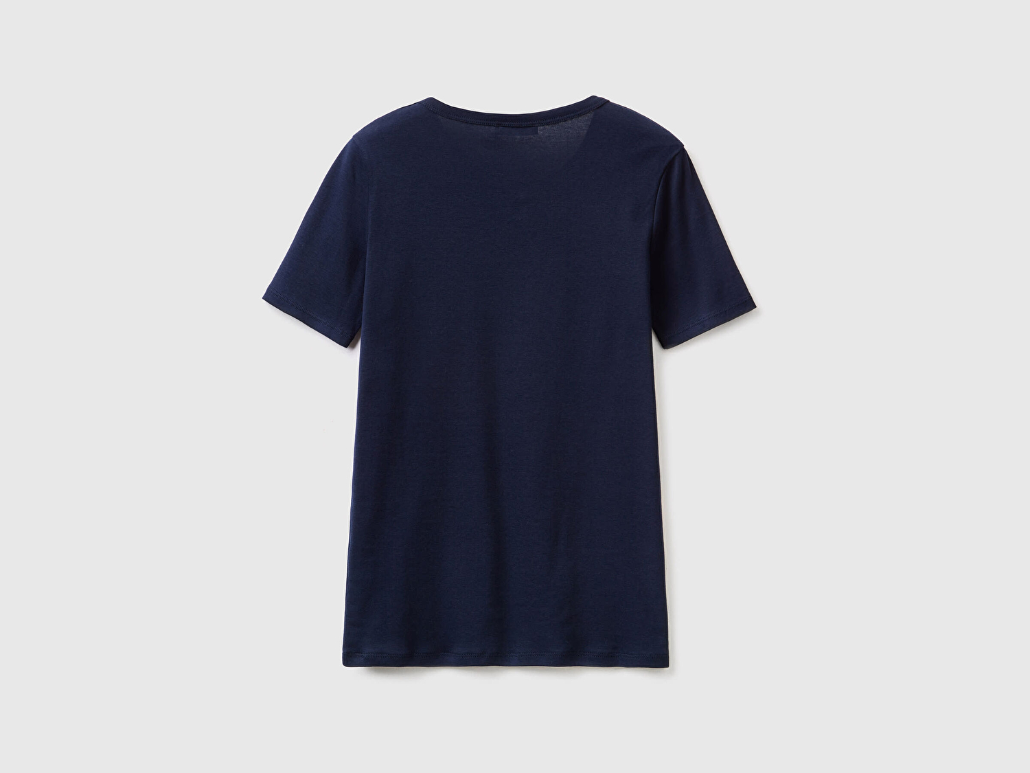 Benetton Kadın Lacivert %100 Koton Basic Kısa Kollu Bisiklet Yaka T-Shirt