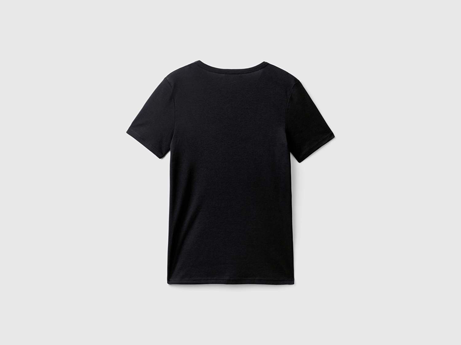 Benetton Kadın Siyah %100 Koton Basic Kısa Kollu Bisiklet Yaka T-Shirt