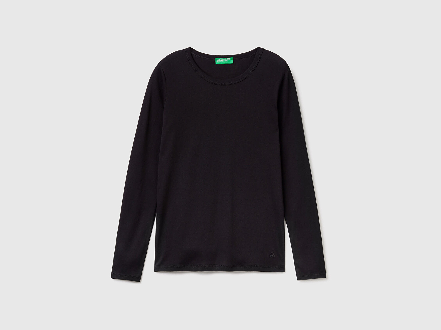 Benetton Kadın Siyah Basic Bisiklet Yaka Uzun Kollu T-Shirt