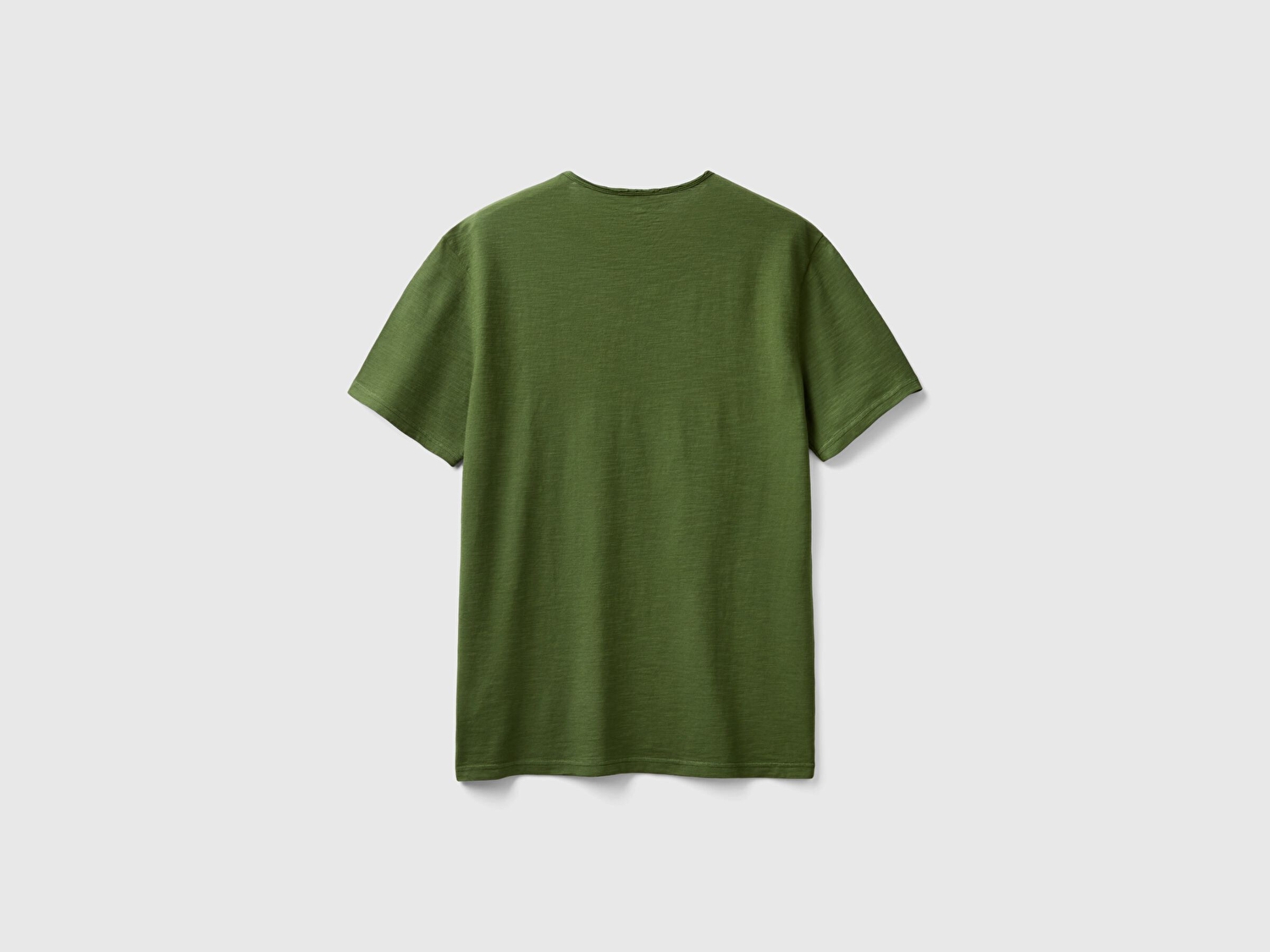 Benetton Erkek Yeşil Bisiklet Yaka Slub T-shirt