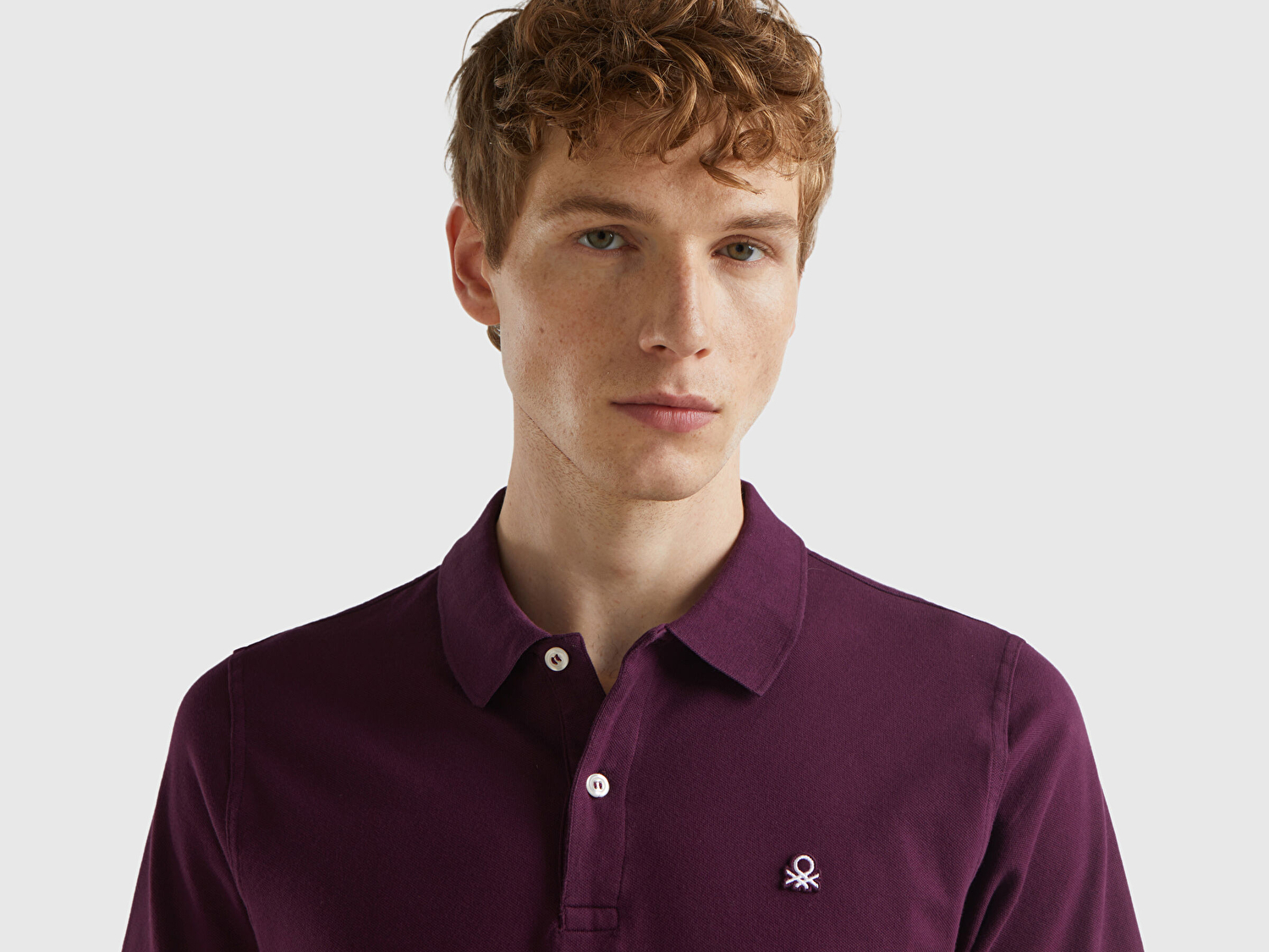 Benetton Erkek Mor %100 Koton Slim Fit Polo T-Shirt